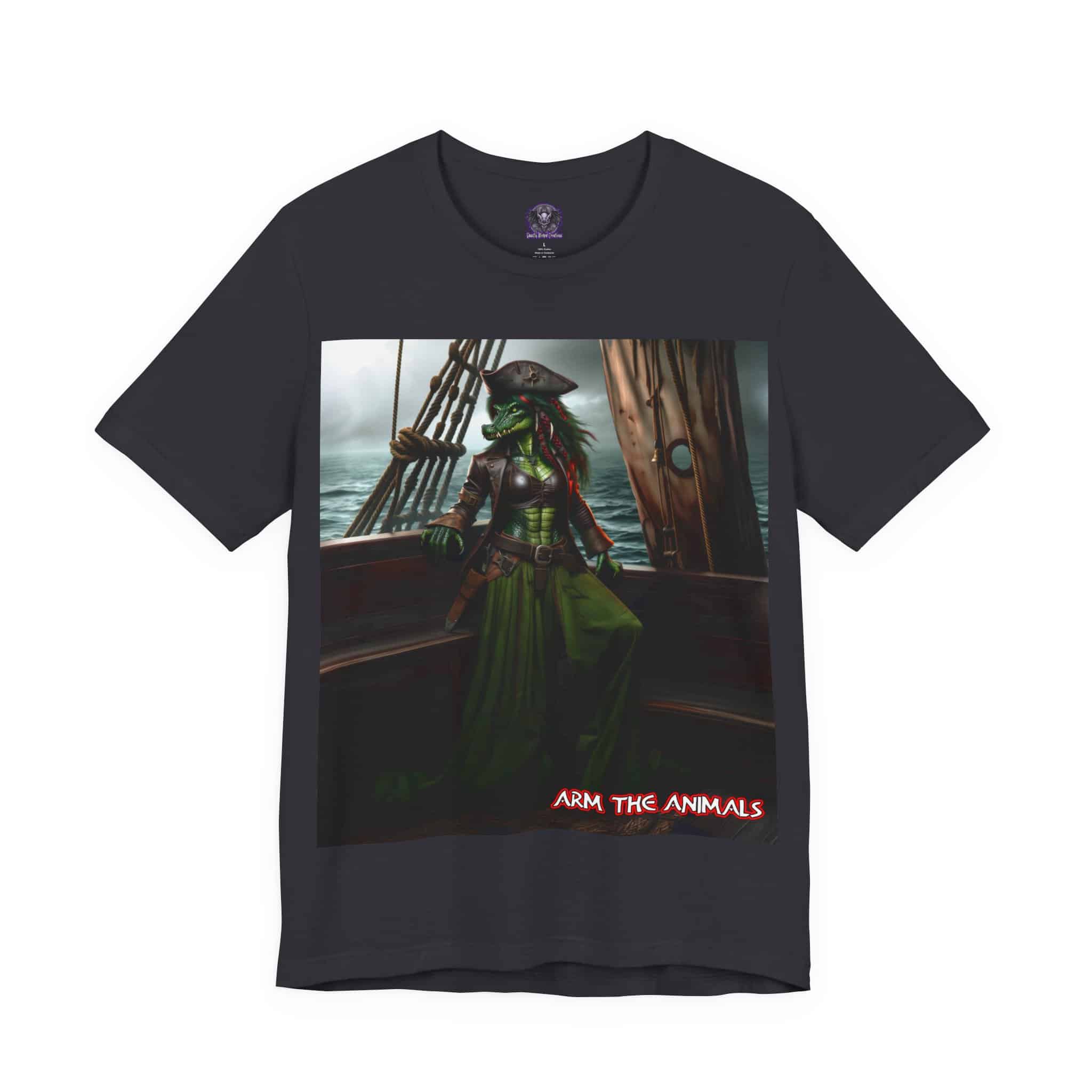 Arm The Animals: Pirate Gator Girl #AA-D-G001 Unisex Jersey Short Sleeve Tee - Image 8