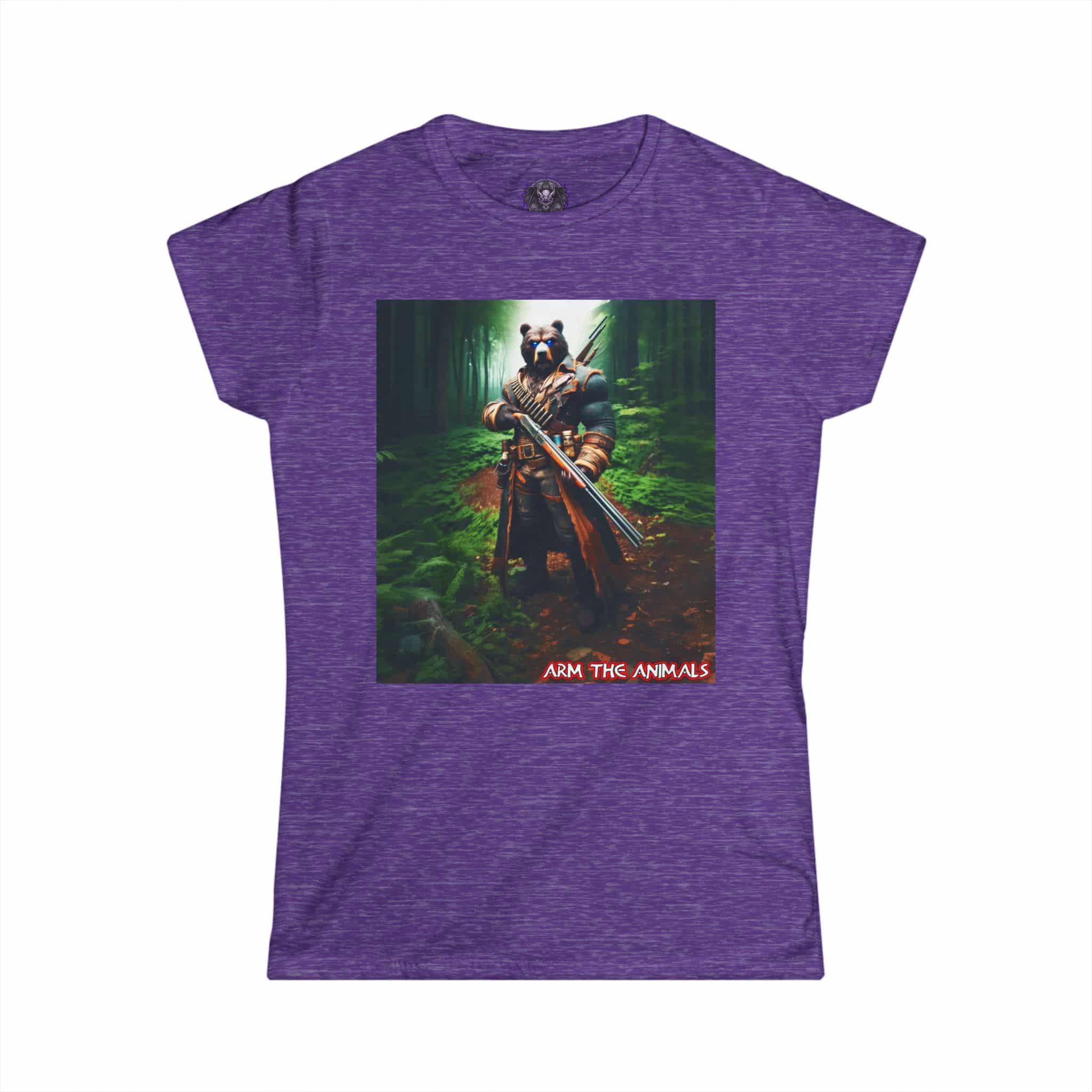 Arm The Animals: Hunter Bear #AA-D-Be001 Women's Softstyle Tee - Image 31