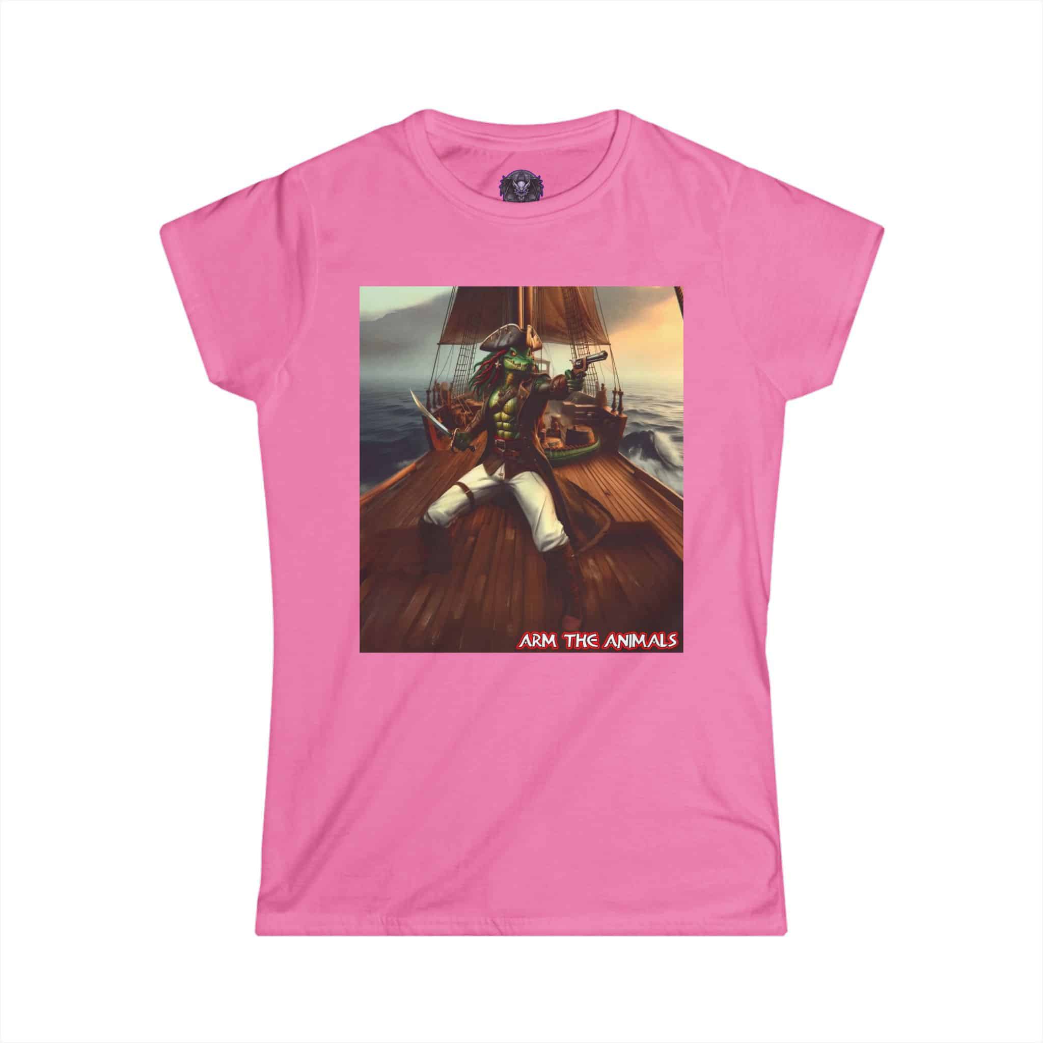 Arm The Animals: Pirate Gator #AA-D-PG002a Women's Softstyle Tee - Image 37