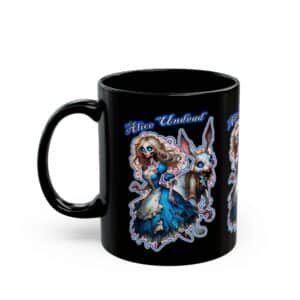 Undead Alice & White Rabbit Zombie #WT-D-A01 Black Mug (11oz, 15oz)