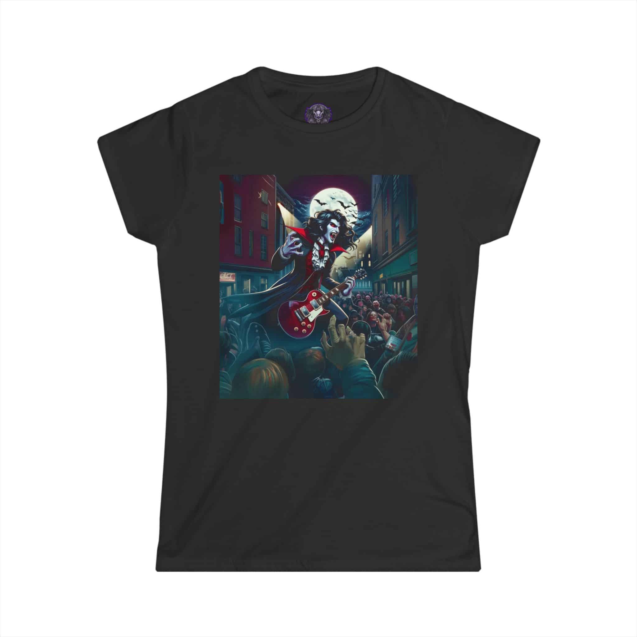 Monster Mosh 2024 Tour Dracula On Guitar MM-D-D07 Women's Softstyle Tee - Image 7