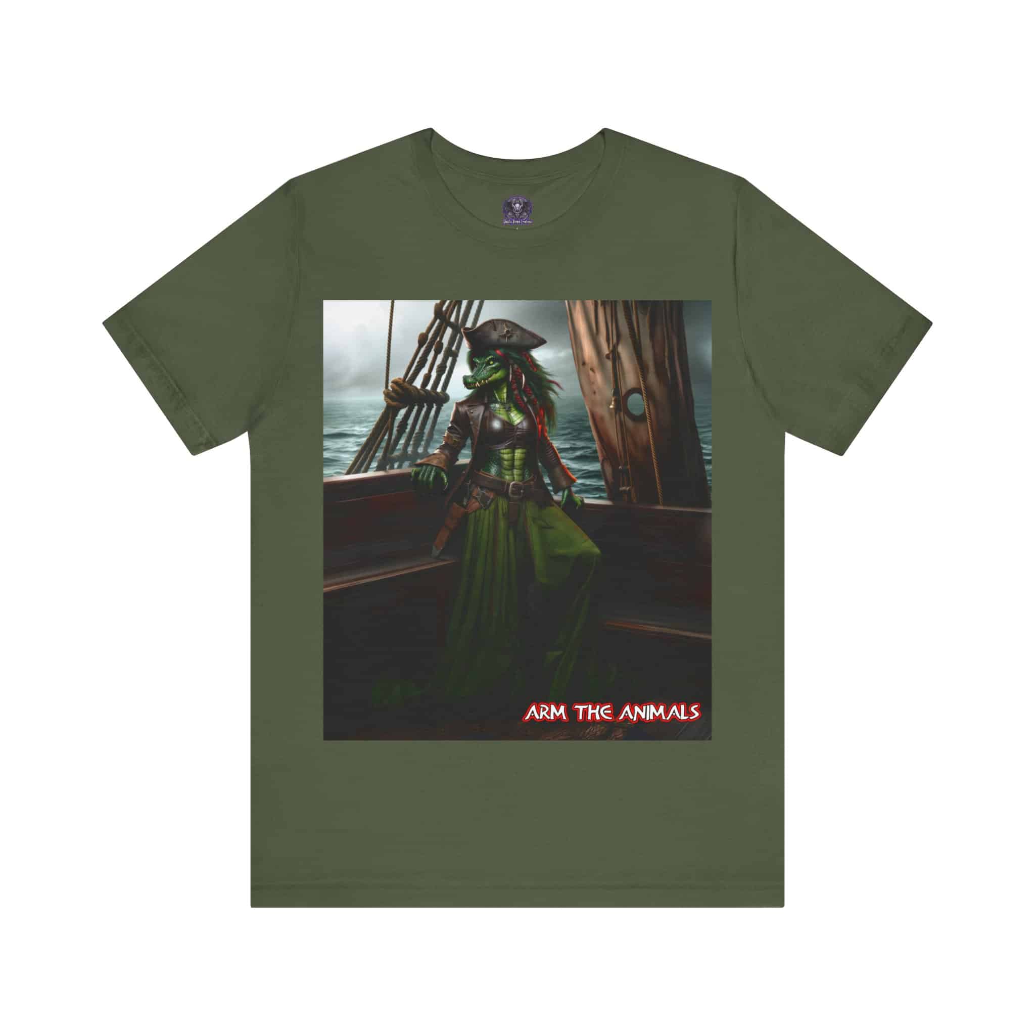 Arm The Animals: Pirate Gator Girl #AA-D-G001 Unisex Jersey Short Sleeve Tee - Image 45