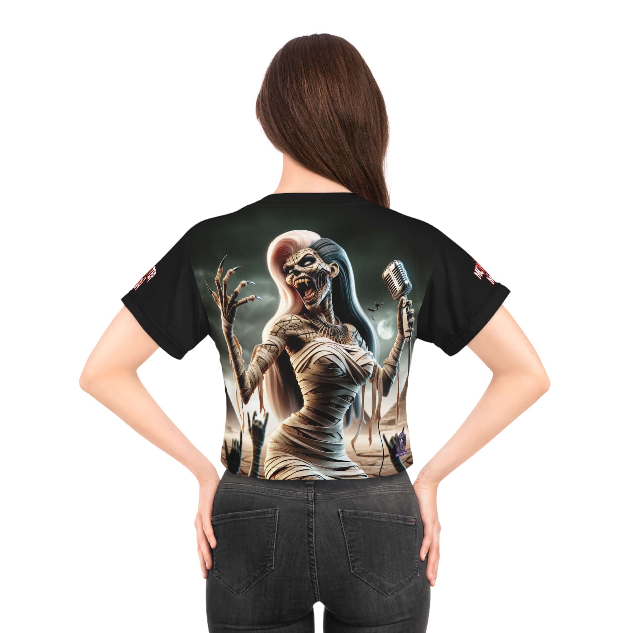Monster Mosh 2024 Tour Mummy Goddess Singer #MM-D-MG03 Crop Tee (AOP) - Image 4