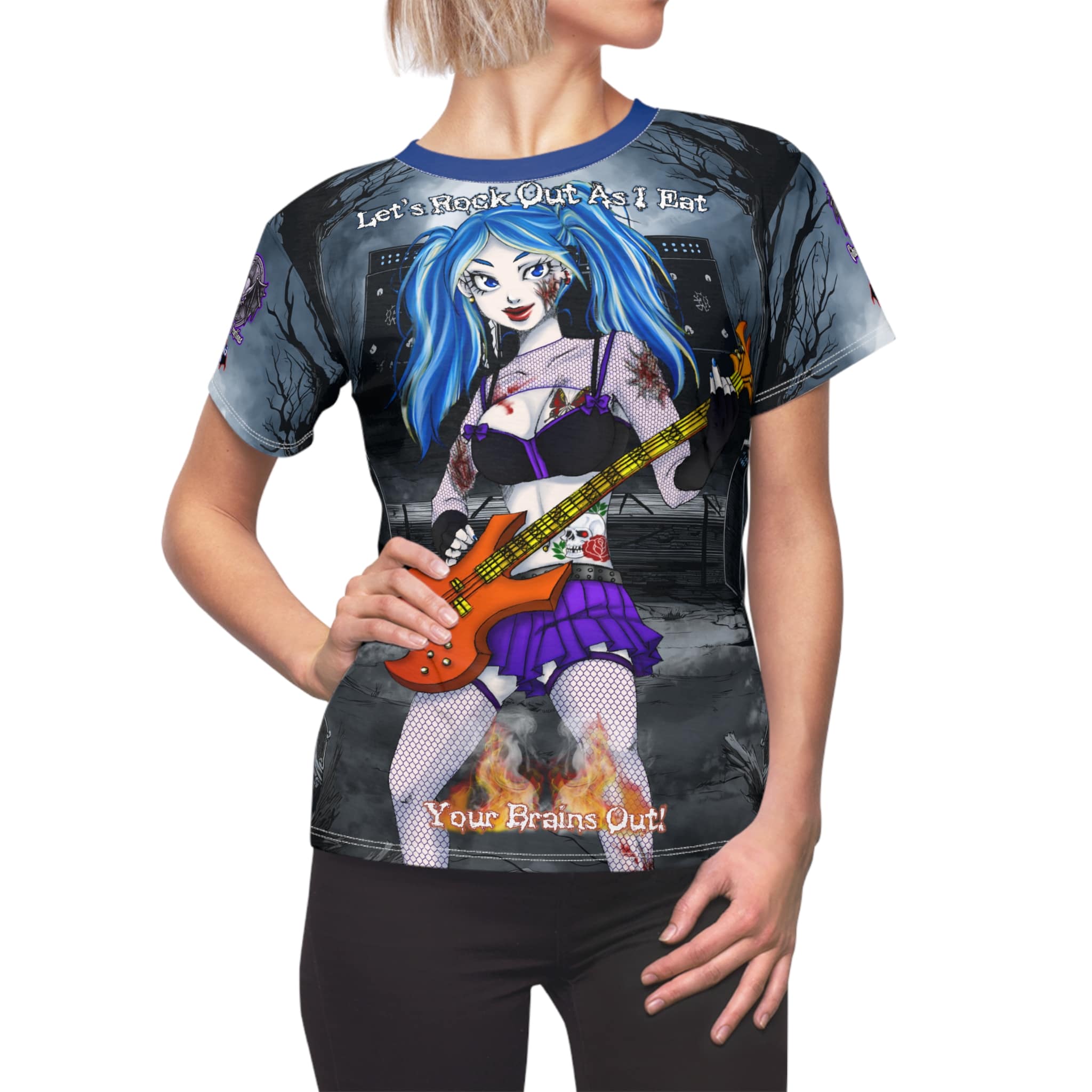Ashley Undead Angel Bass Guitarist - Classic Art w/Text Women's Cut & Sew Tee (AOP)