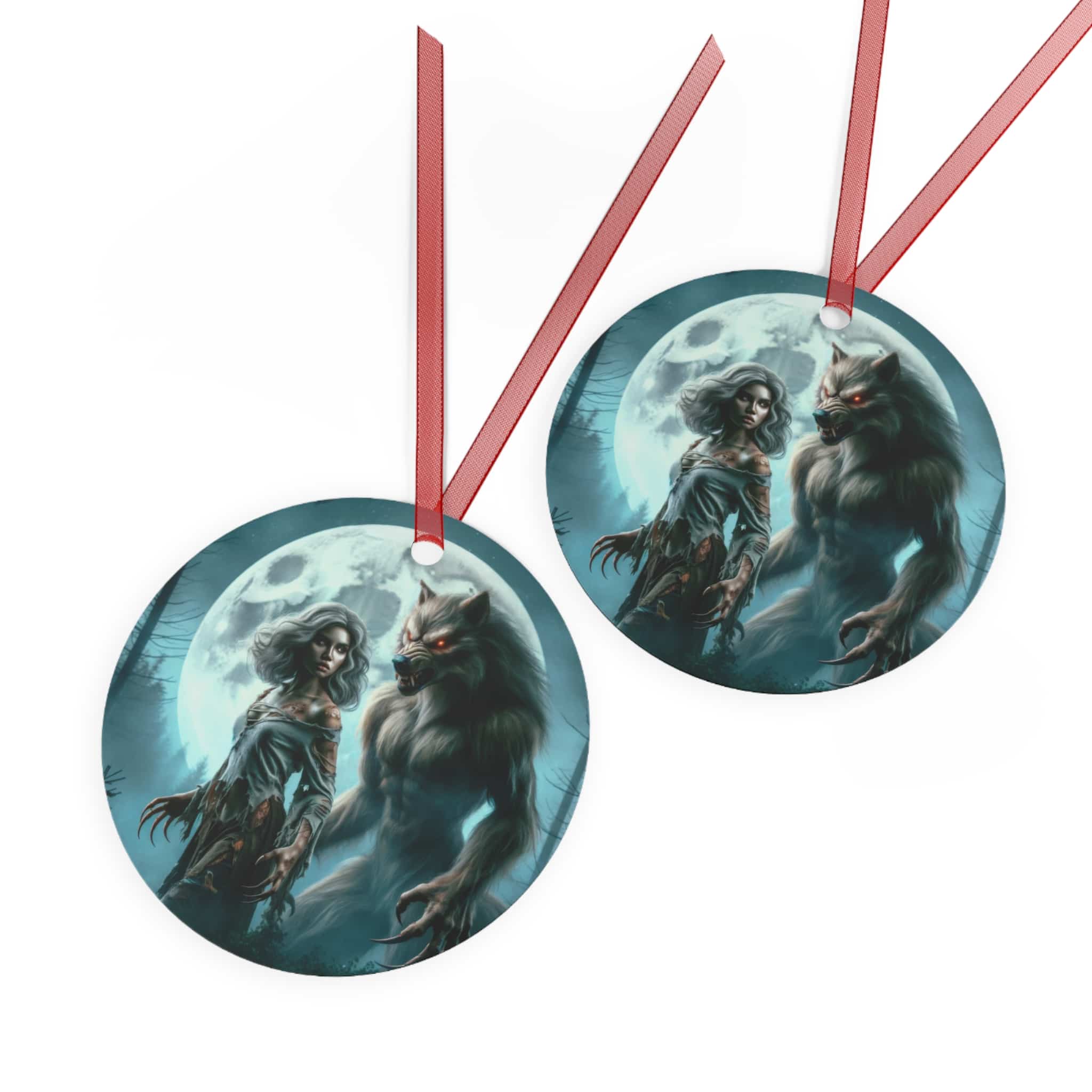 Werewolf & Progeny Full Moon #ML-D-WW02 Metal Ornaments - Image 3