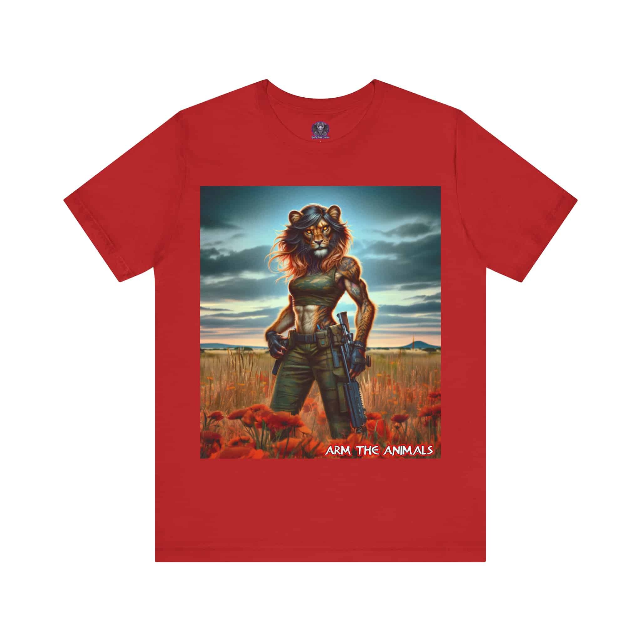 Arm The Animals: Hunter Lioness #AA-D-Lis001 Unisex Jersey Short Sleeve Tee - Image 31