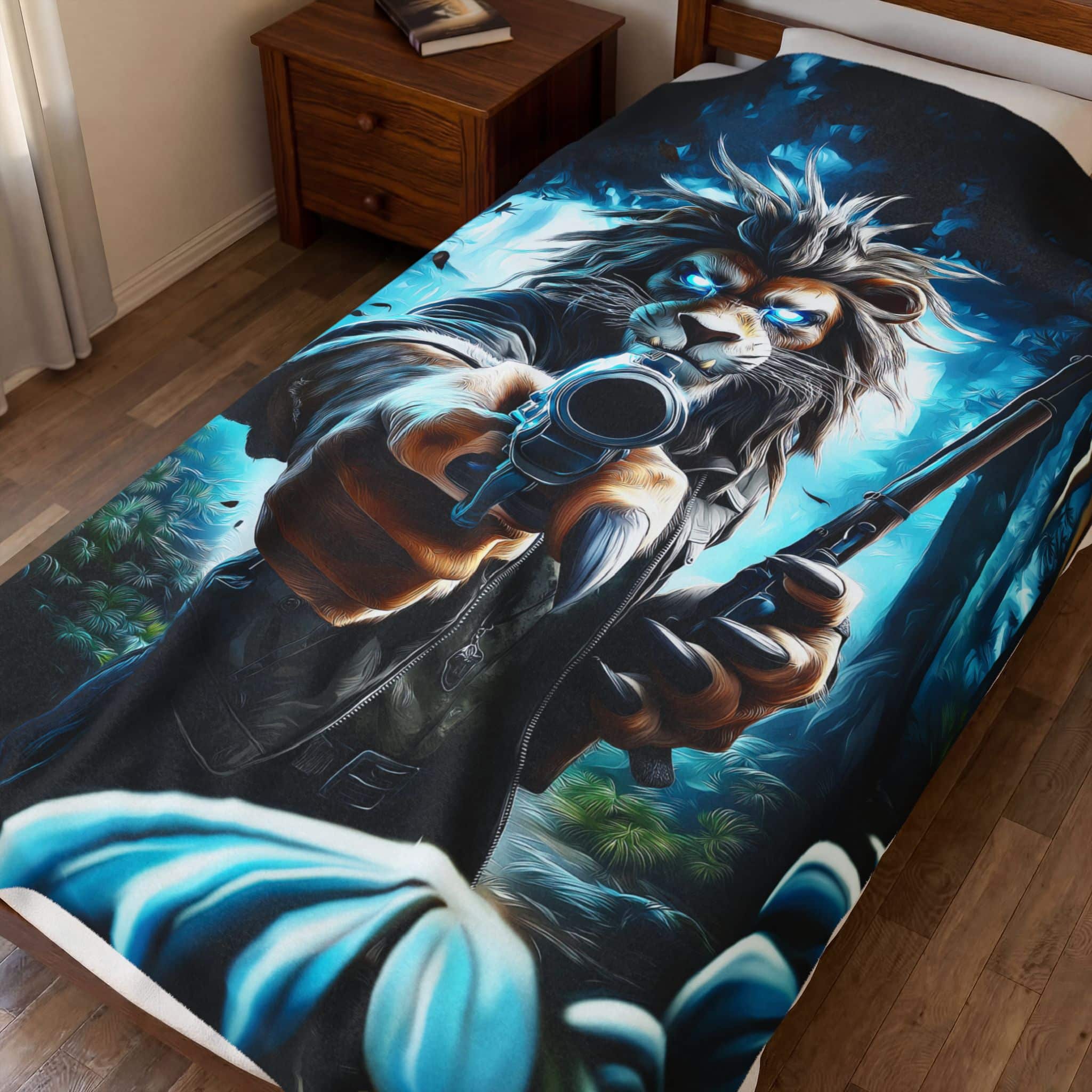 Arm The Animals: Hunter Lion #AA030 Plush Blanket, Cozy Throw for Fall Decor, - Image 11
