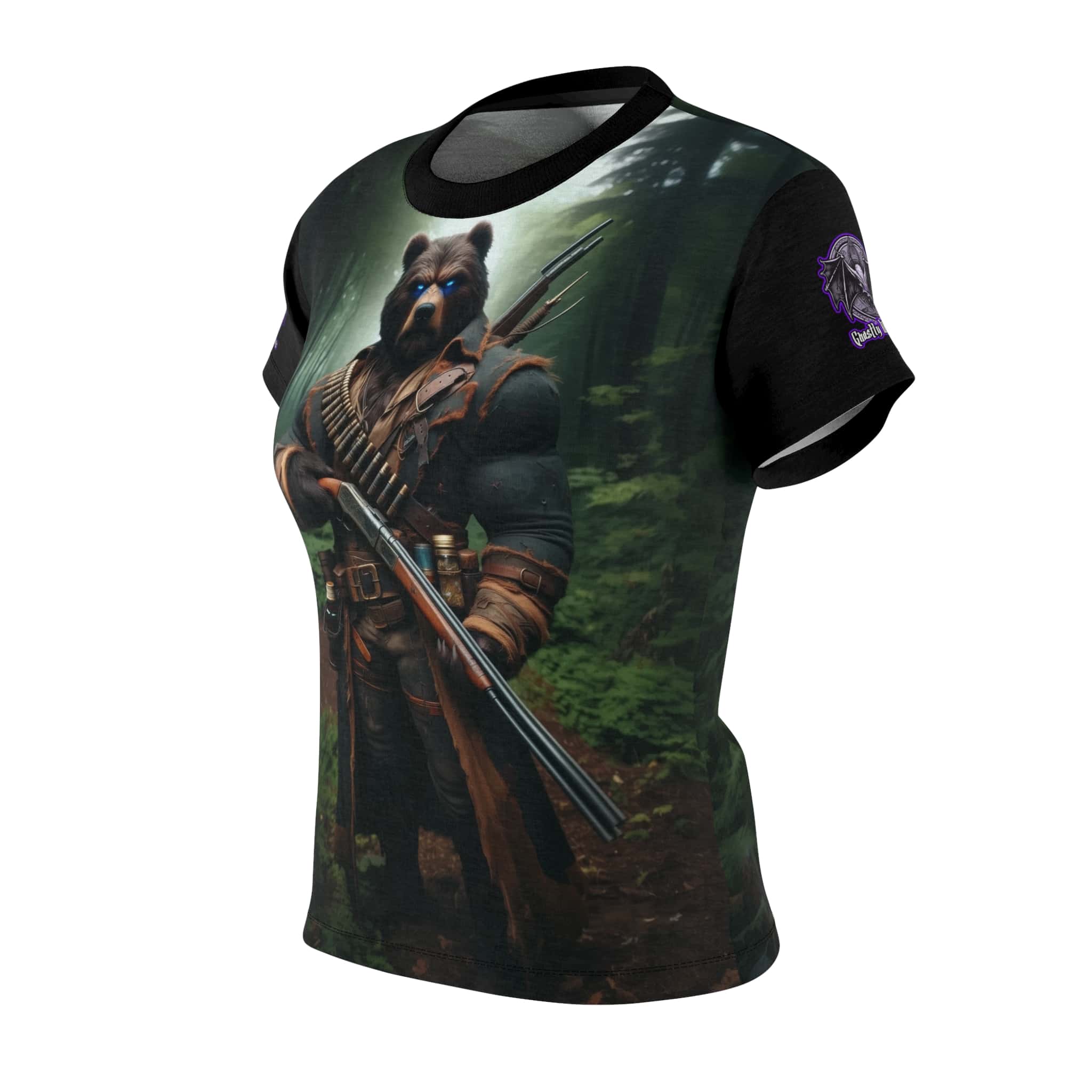 Arm The Animals: Hunter Bear #AA-D-Be001 Women's Cut & Sew Tee (AOP) - Image 3