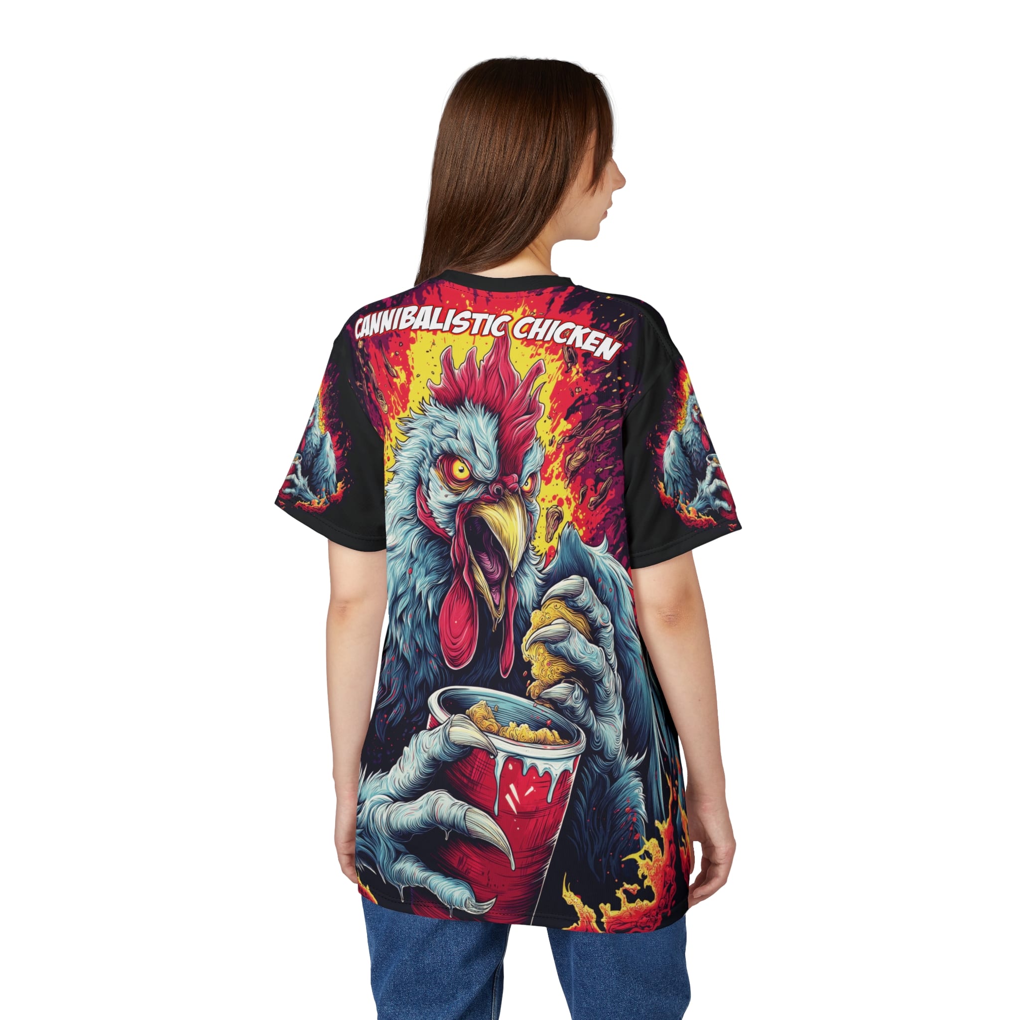 Cannibalistic Chicken Band Unisex Tee (AOP) - Image 14