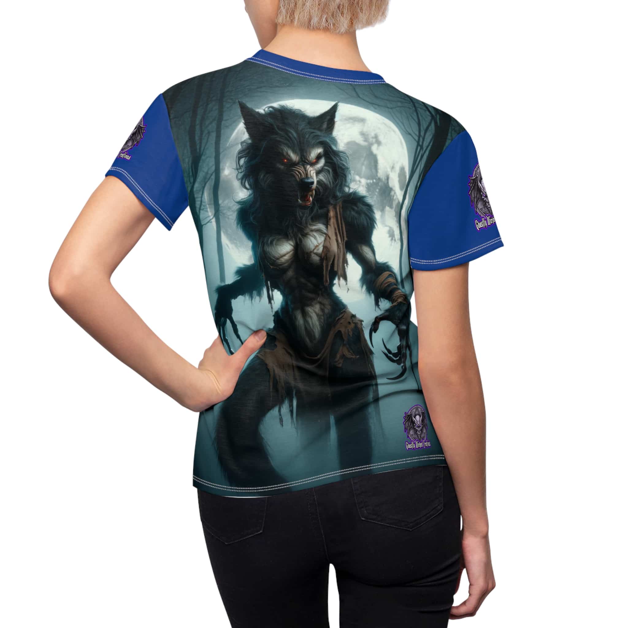 She-Werewolf Full Moon #ML-D-WW01 Women's Cut & Sew Tee (AOP) - Image 11