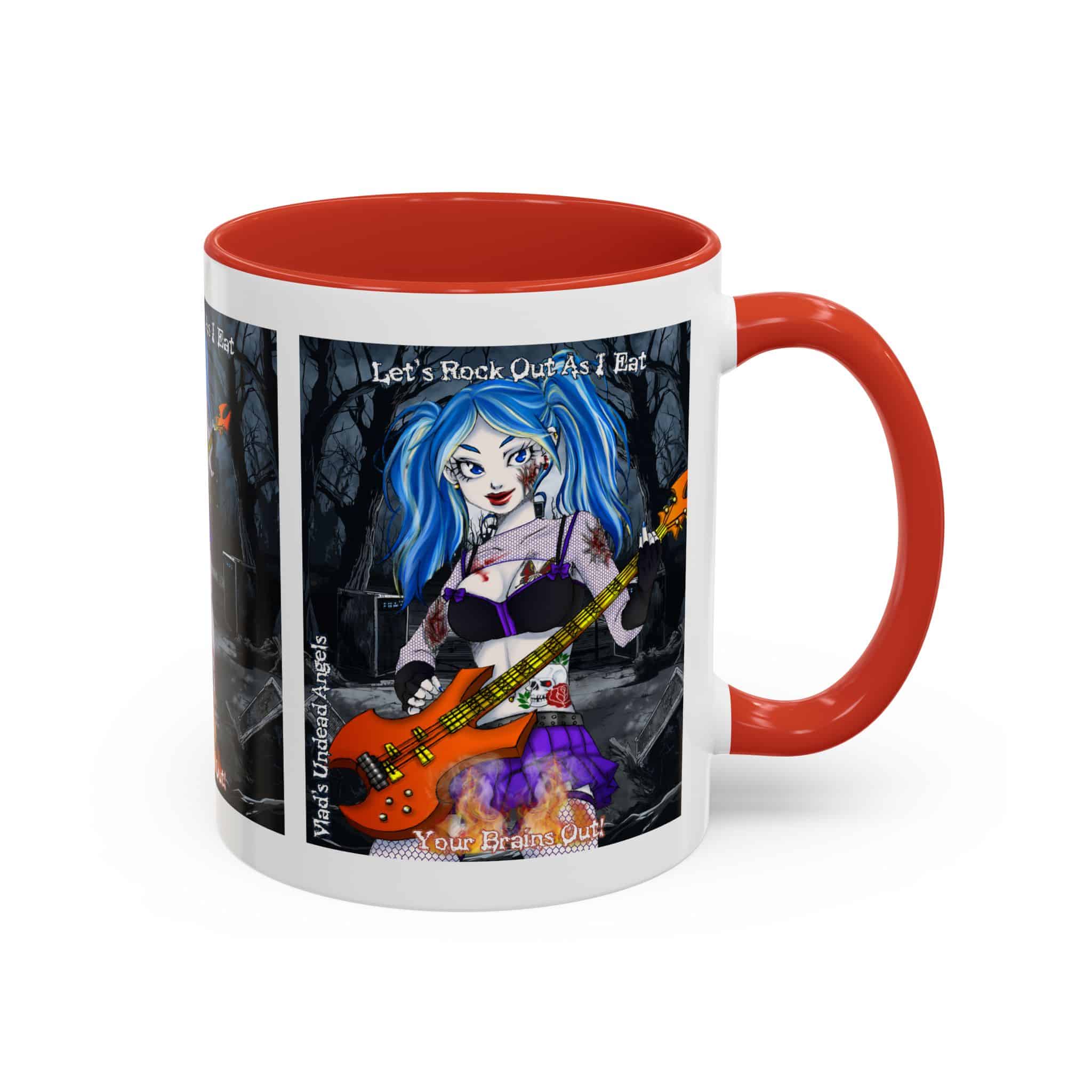 Ashley Undead Angel Zombie Bass Guitarist – Classic Art V2 w/Text Accent Coffee Mug (11, 15oz) - Image 5