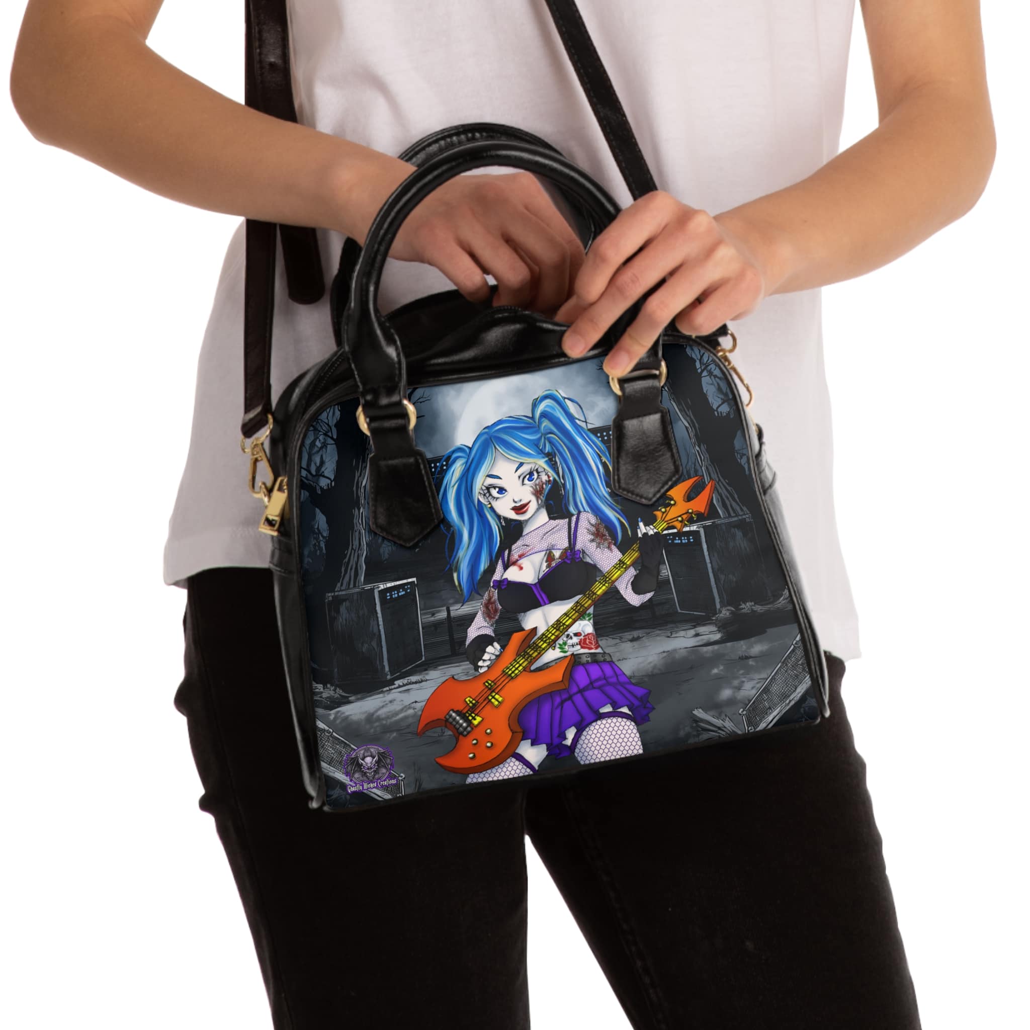Ashley Undead Angel Bass Guitarist - Classic Art Shoulder Handbag - Image 4