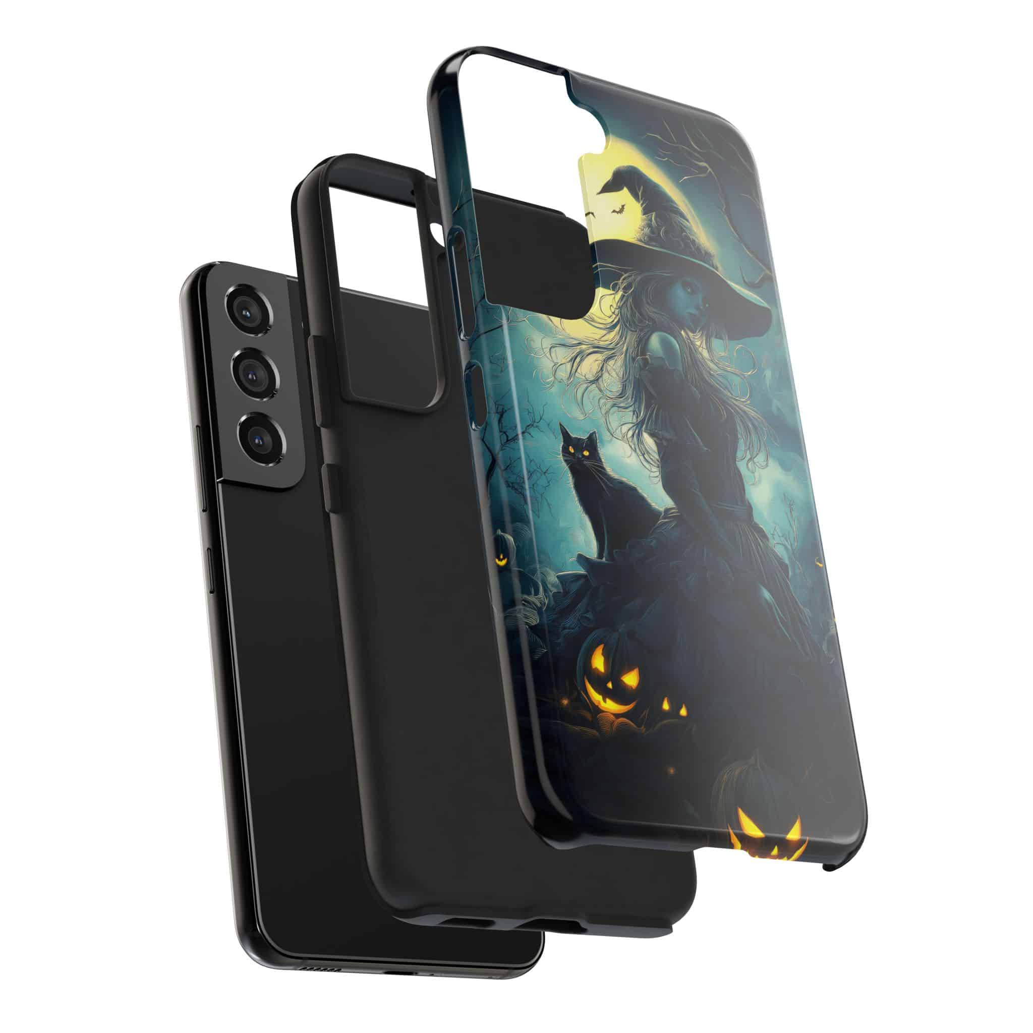 Witch With Black Cat By Moonlight #MJ-W001 Samsung S21, S22, S23, & S24 Tough Phone Cases - Image 12
