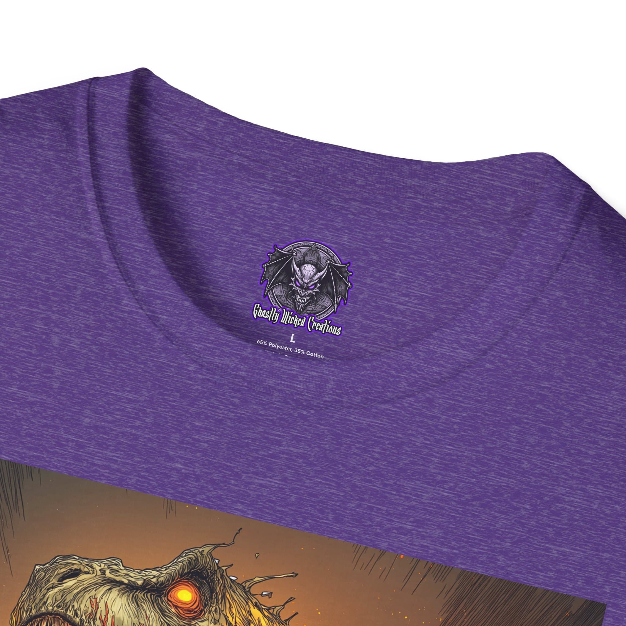 Zombie T-Rex Tyrannosaurus In Volcanic Wasteland Unisex T-Shirt - Image 39