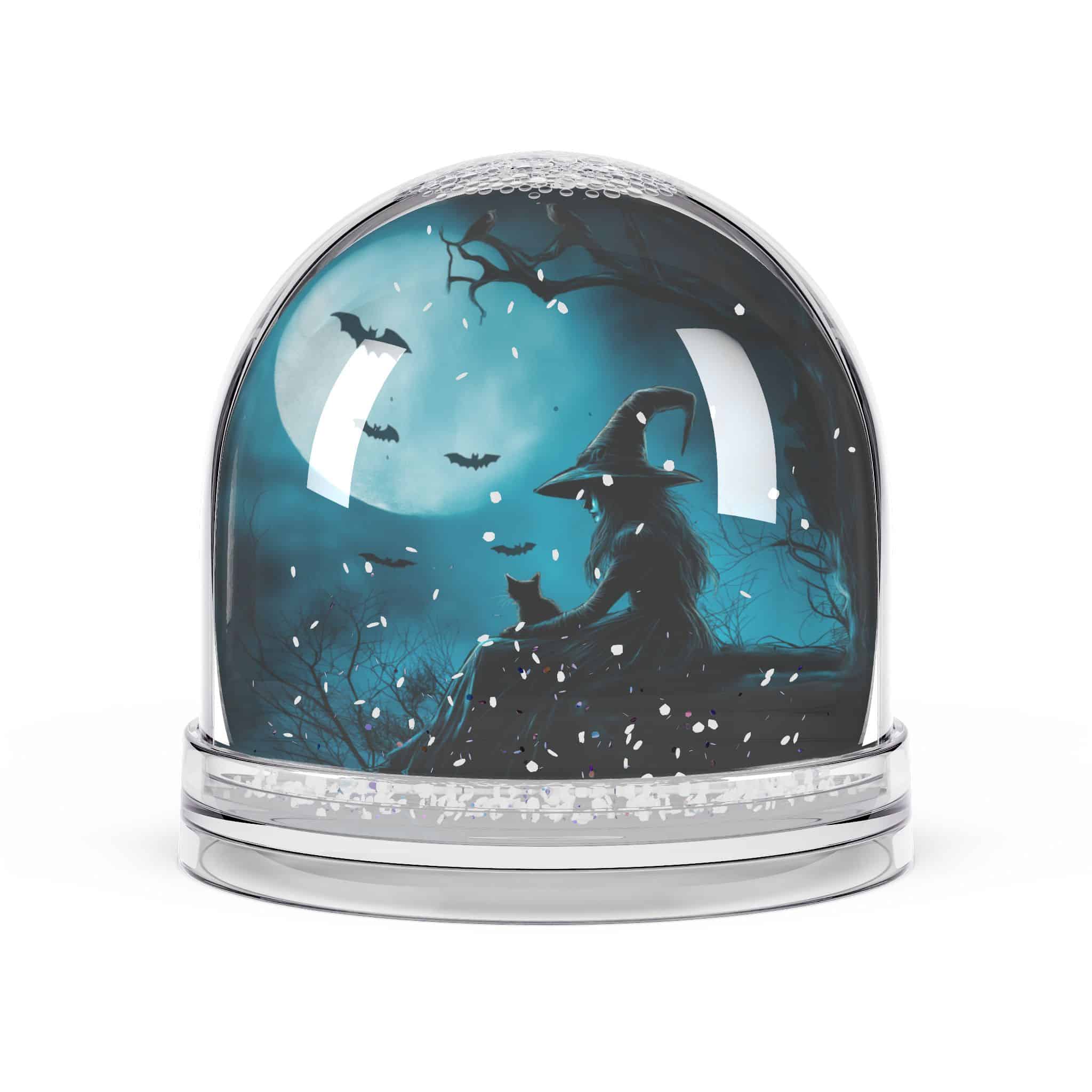Witch With Black Cat By Moonlight #MJ-W003 Snow Globe - Image 2