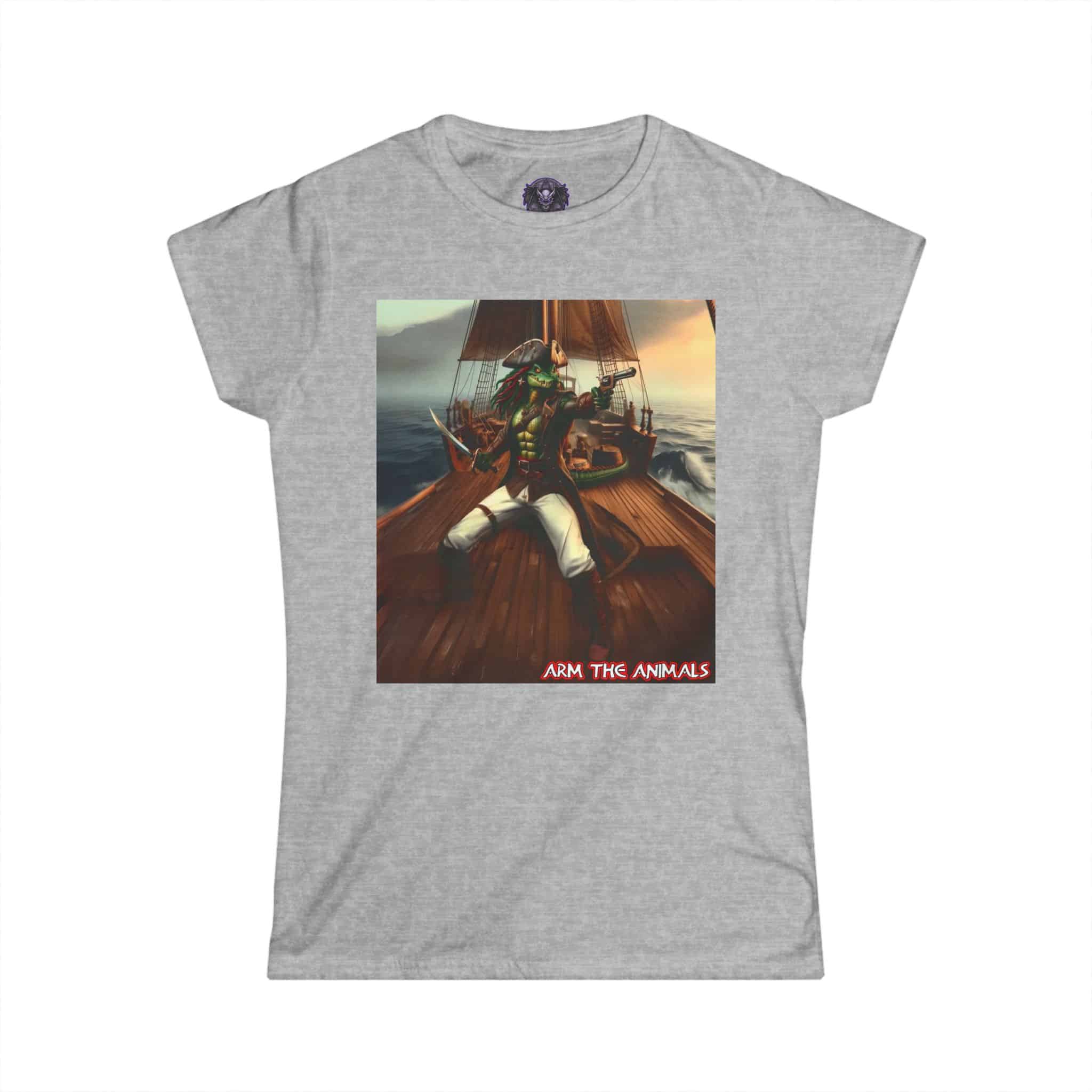 Arm The Animals: Pirate Gator #AA-D-PG002a Women's Softstyle Tee - Image 10