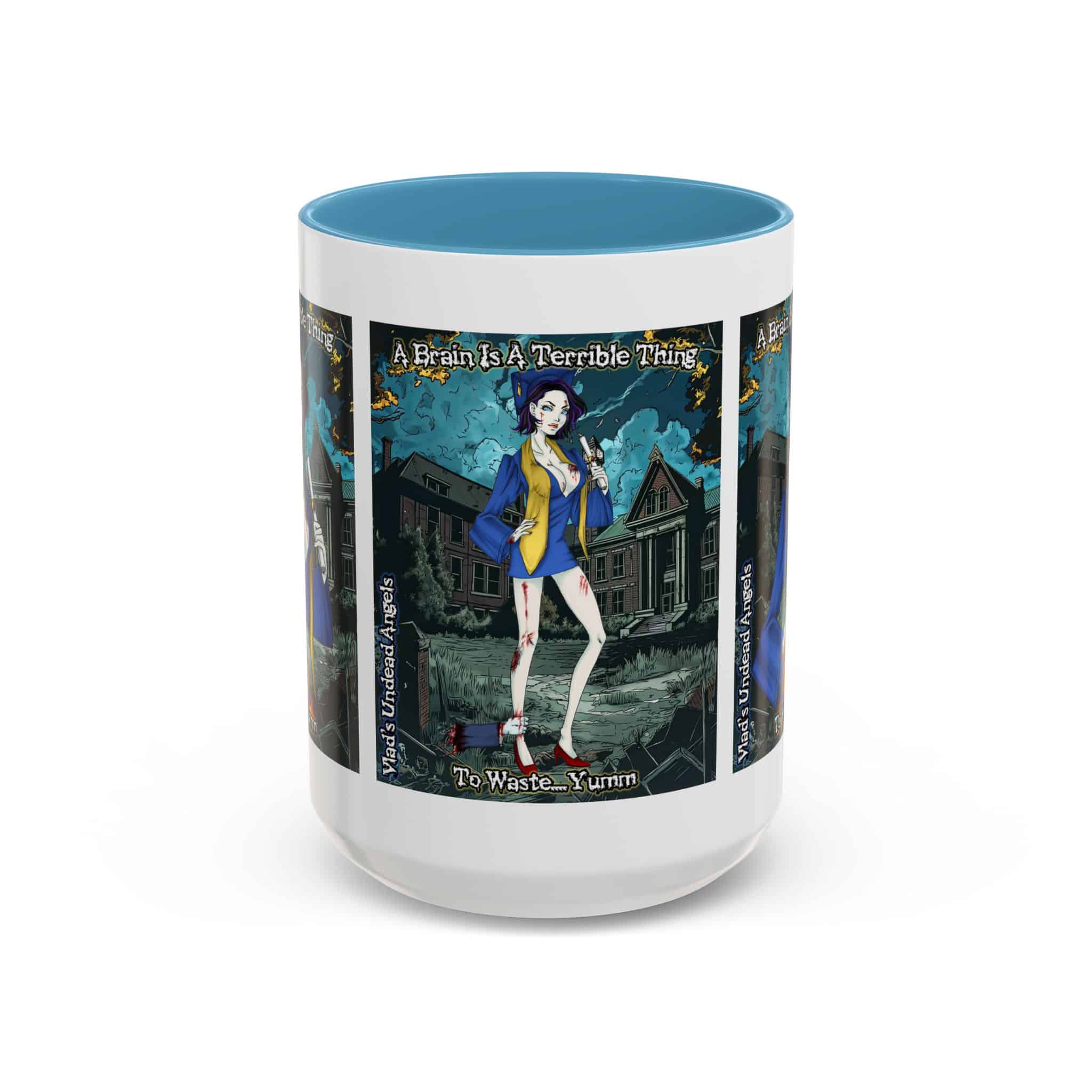 Tiffany Undead Angel Zombie Graduate – Classic Art V2 w/Text Accent Coffee Mug (11, 15oz) - Image 37