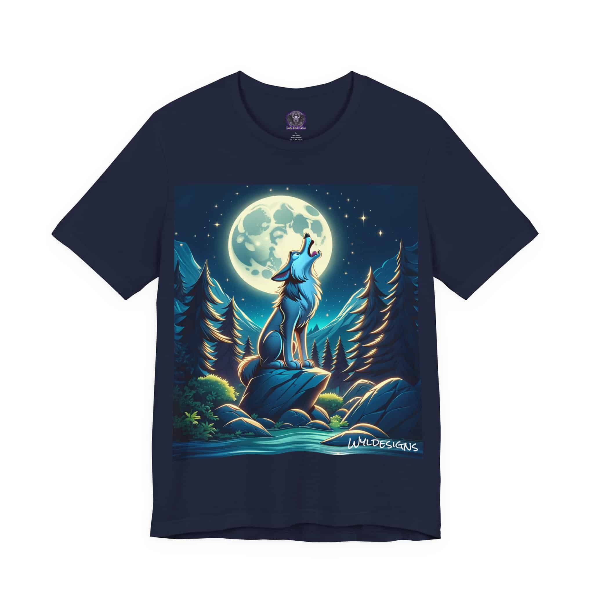 Howling Wolf Toon Style WD-D012 By Wyldesigns Unisex Jersey Short Sleeve Tee - Image 15