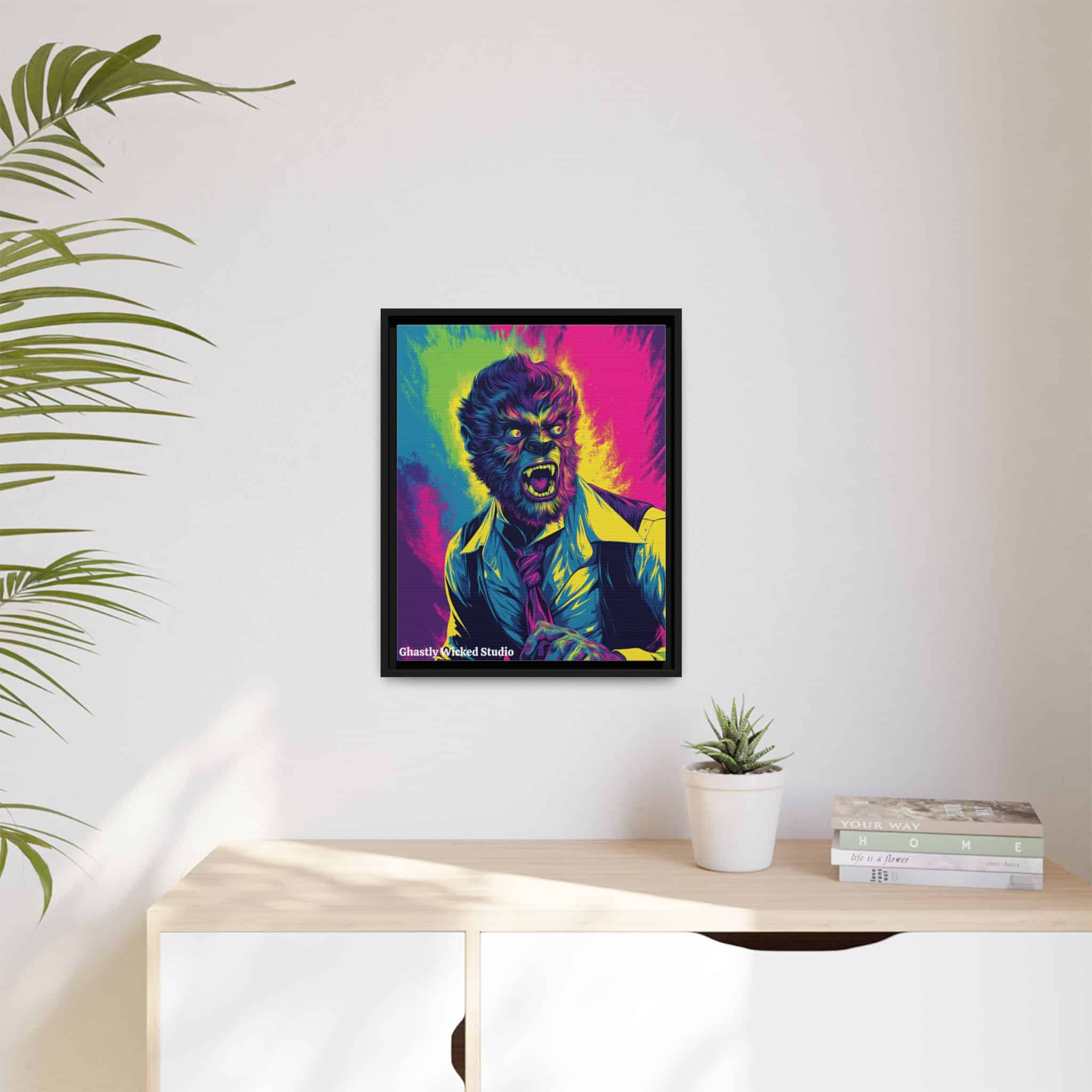 The Wolfman II Pop 60’s Art Style Matte Canvas, Black Frame Halloween - Image 6