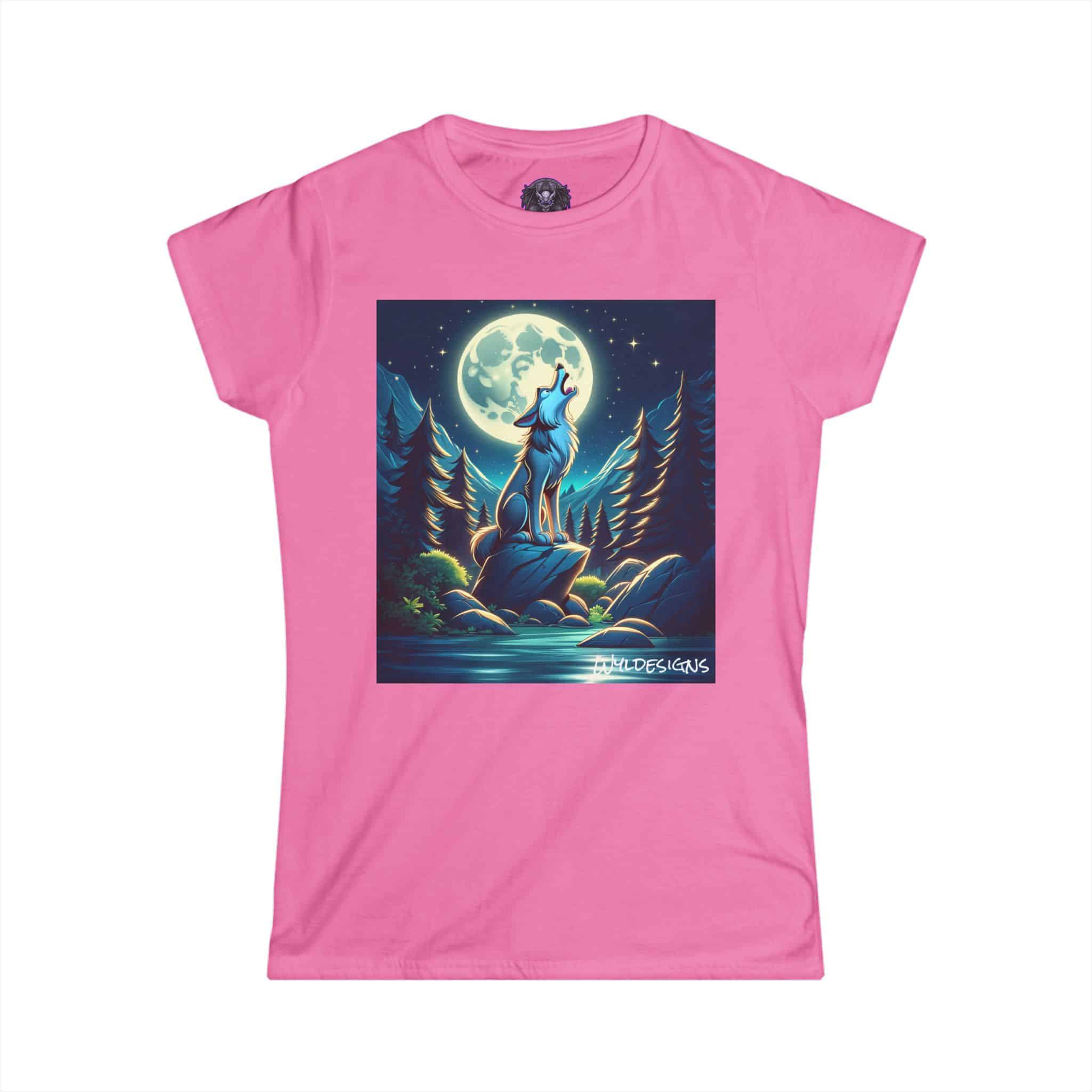 Howling Wolf Toon Style WD-D012 By Wyldesigns Women's Softstyle Tee - Image 37
