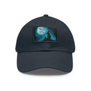 Witch With Black Cat By Moonlight #MJ-W003 Logo Leather Patch Dad Hat - Casual Style for Music Lovers