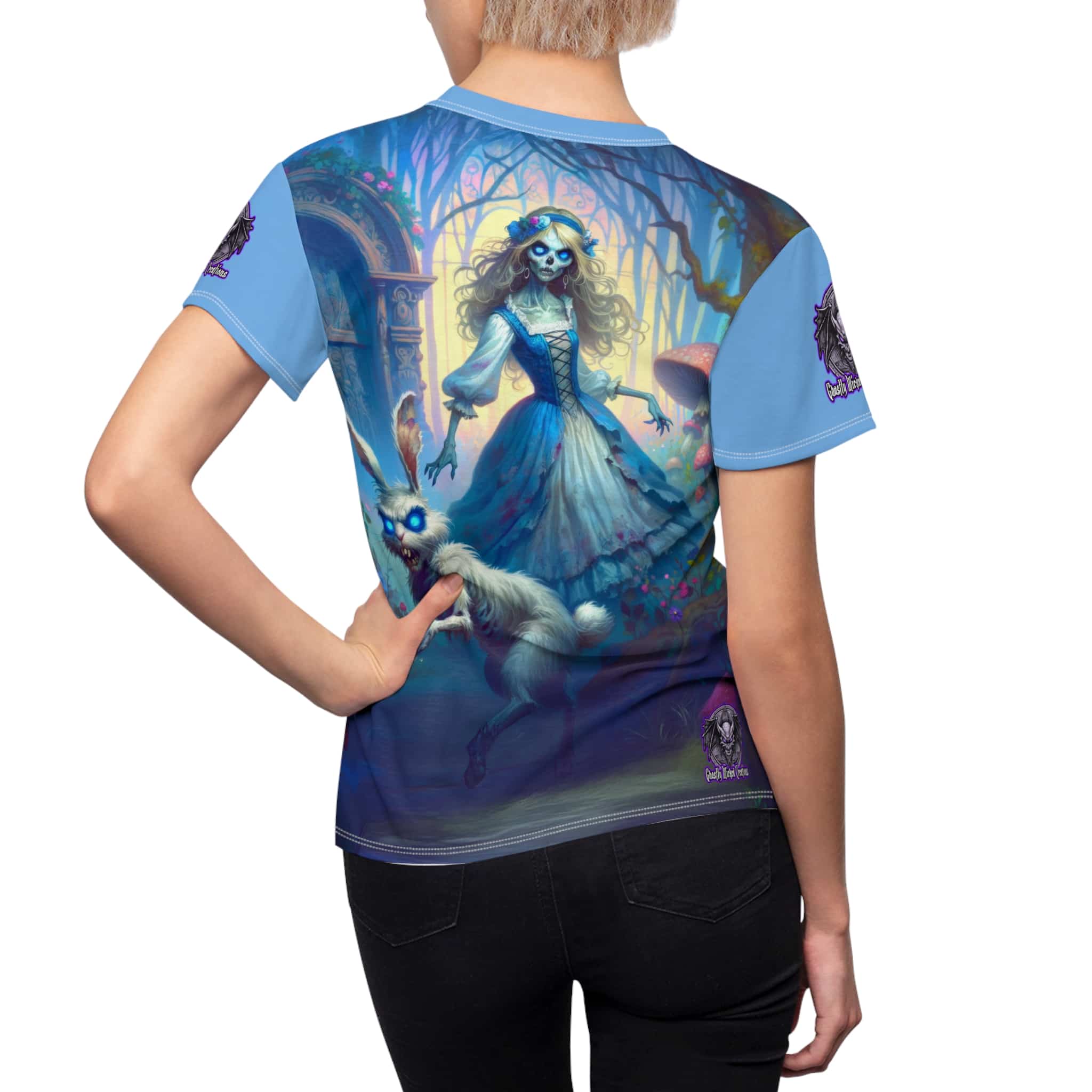 Undead Alice & White Rabbit Zombie #WT-D-A04 Women's Cut & Sew Tee (AOP) - Image 11
