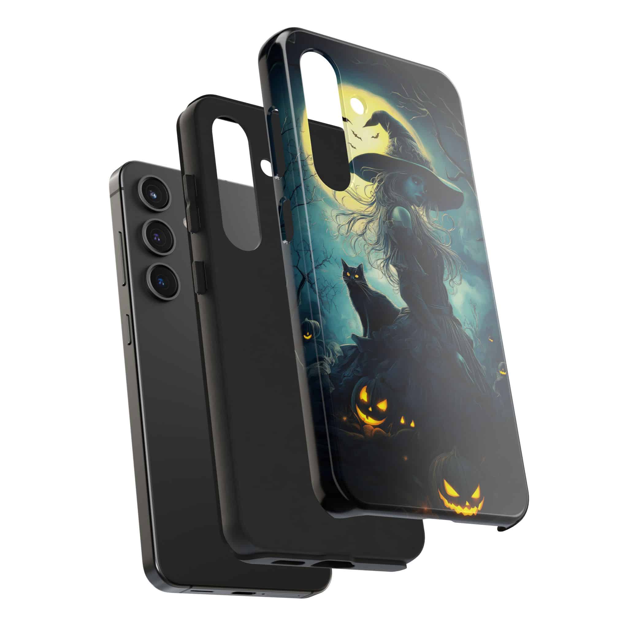 Witch With Black Cat By Moonlight #MJ-W001 Samsung S21, S22, S23, & S24 Tough Phone Cases - Image 4