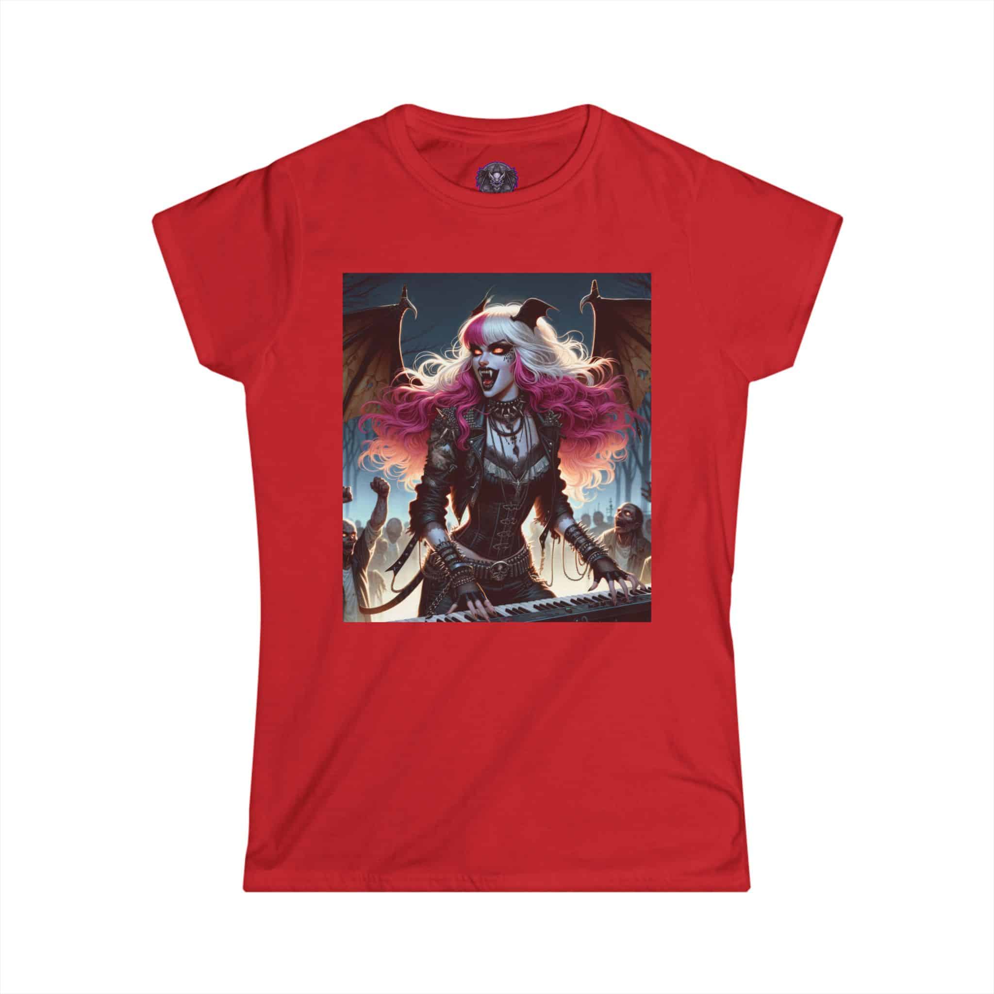 Monster Mosh Undead Angels Bat Keyboardist MM-D-UA-L01 Women's Softstyle Tee - Image 40