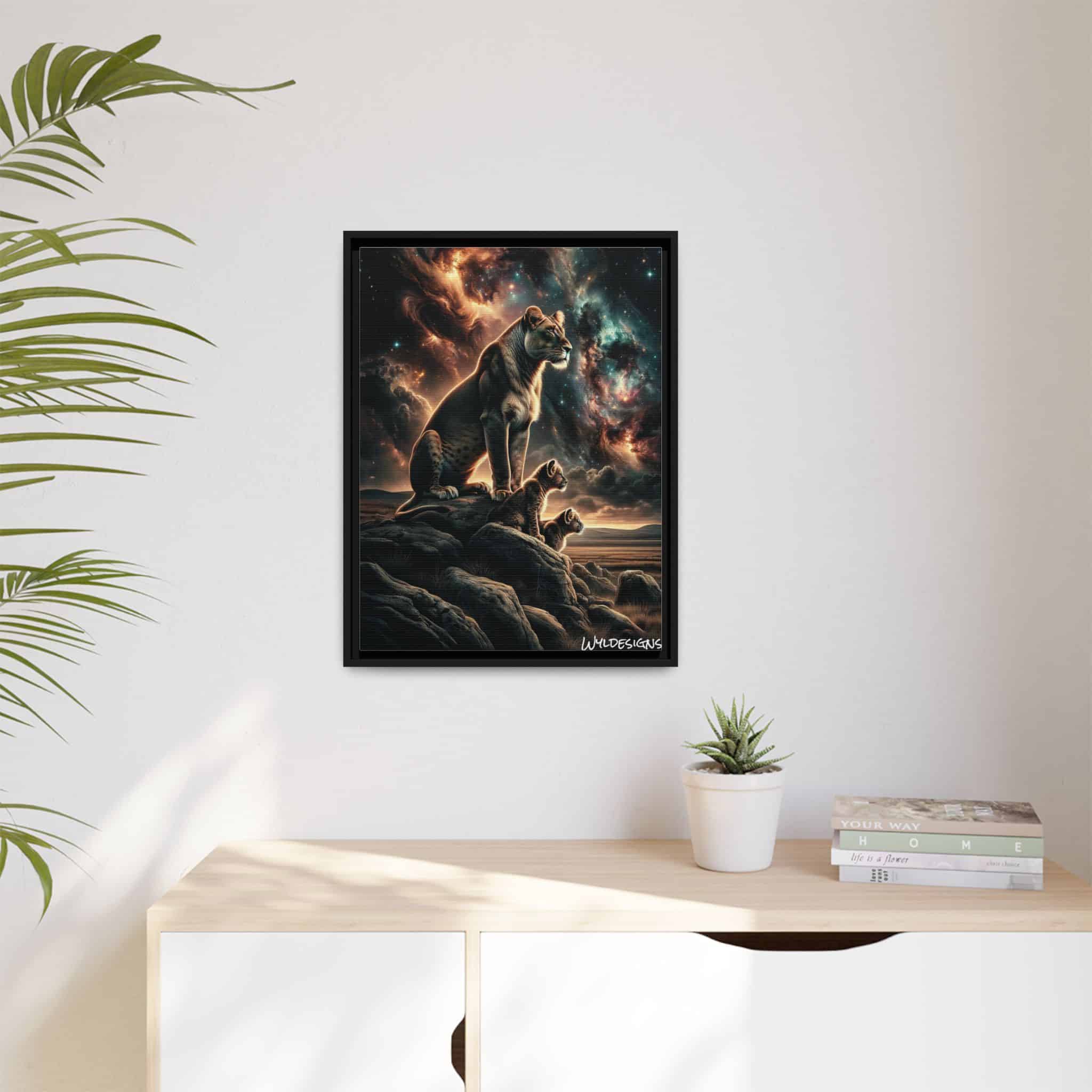 Lioness & Cubs WD-D010 By Wyldesigns Matte Canvas, Black Frame - Image 9