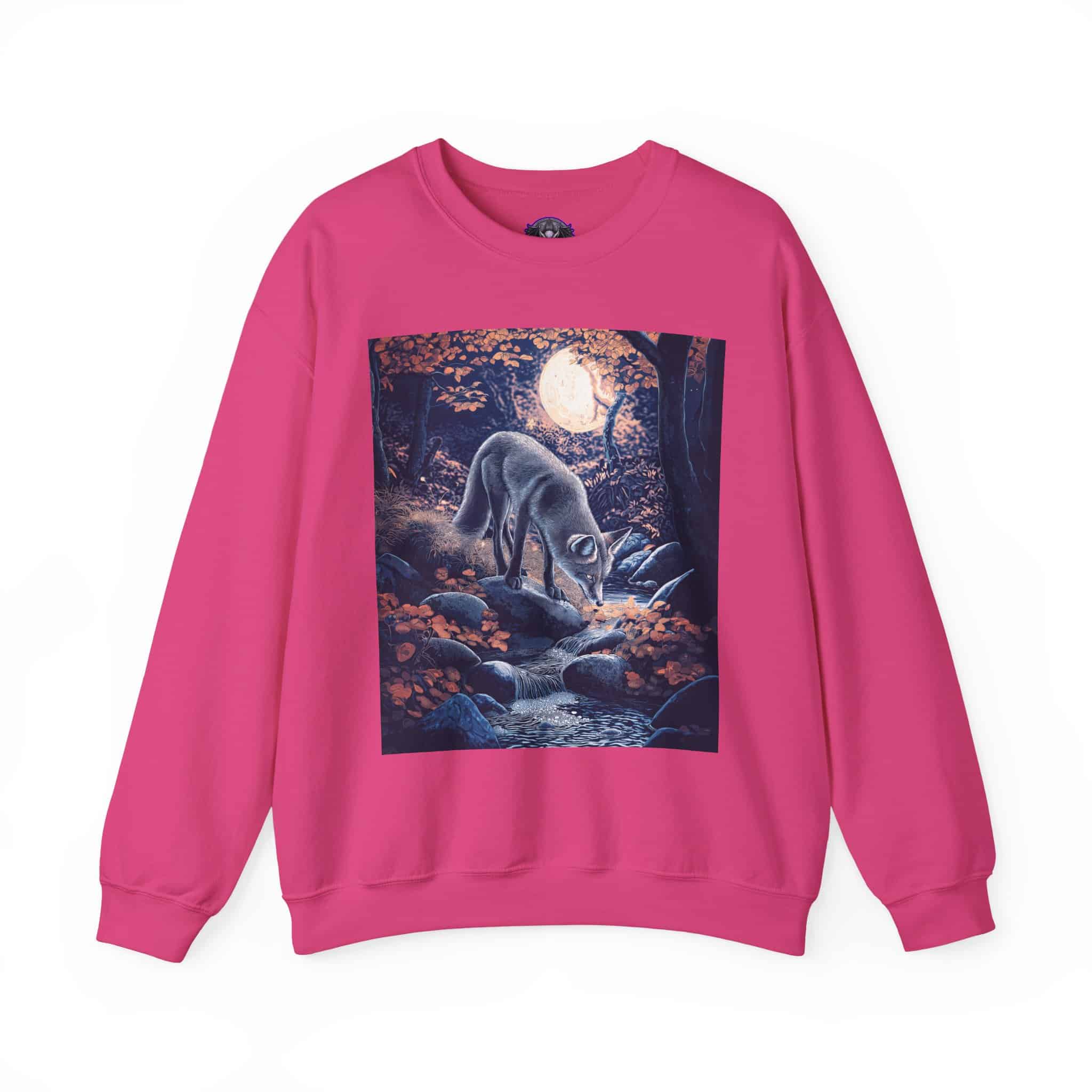 Fox By Stream At Moonlight by Wyldesigns Unisex Heavy Blend™ Crewneck Sweatshirt - Image 27