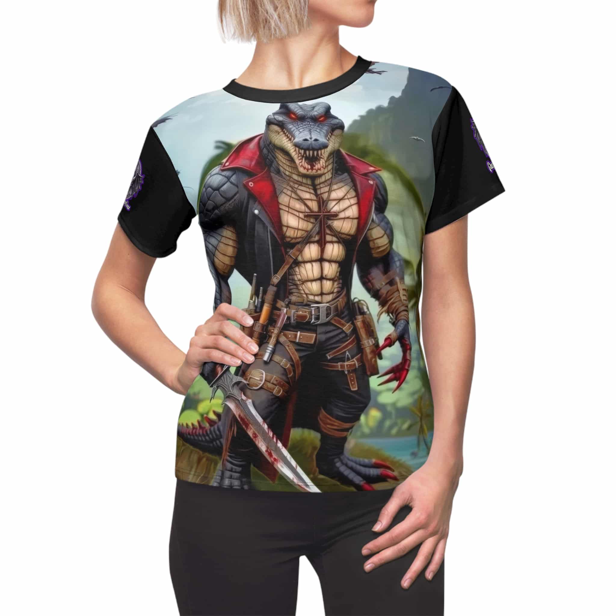 Arm The Animals: Pirate Gator #AA-D-PG003 Women's Cut & Sew Tee (AOP)