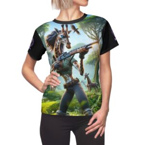 Arm The Animals: Commando Giraffe Girl #AA-D-Gi003 Women's Cut & Sew Tee (AOP)
