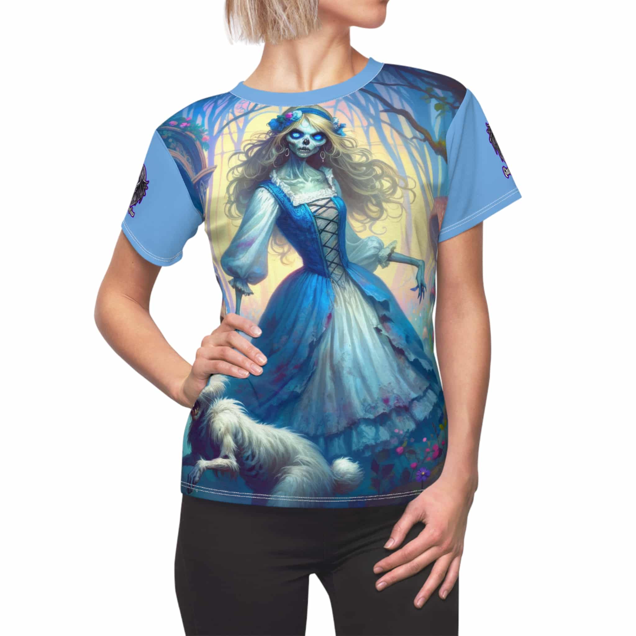 Undead Alice & White Rabbit Zombie #WT-D-A04 Women's Cut & Sew Tee (AOP) - Image 10