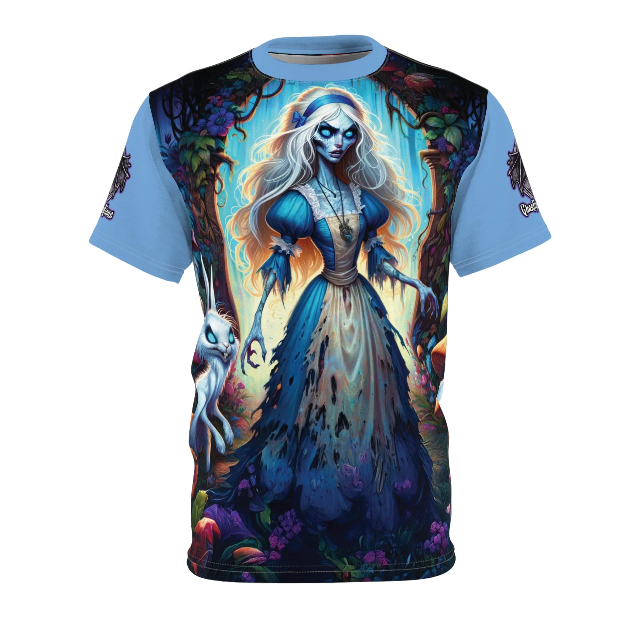 Undead Alice & White Rabbit Zombie #WT-D-A03 Unisex Cut & Sew Tee (AOP) - Image 5