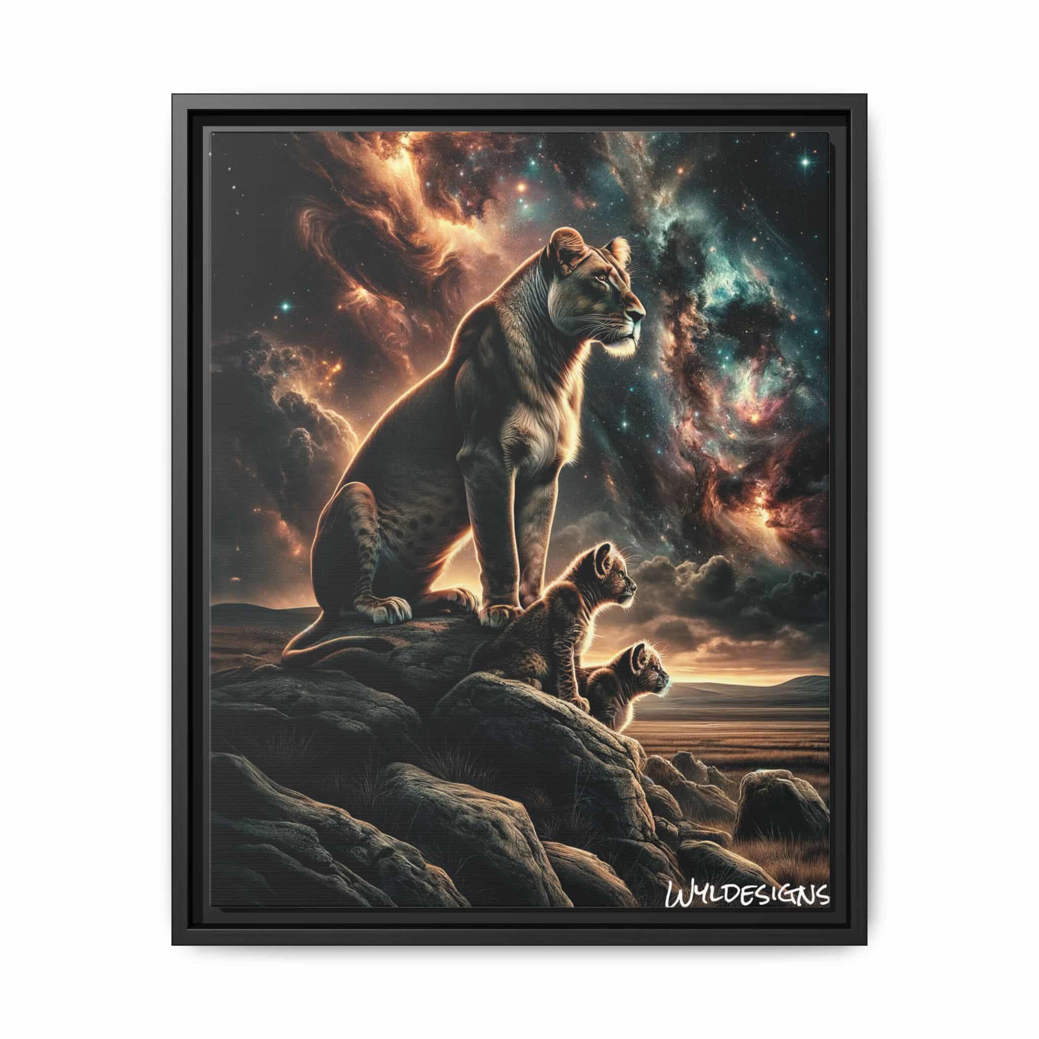 Lioness & Cubs WD-D010 By Wyldesigns Matte Canvas, Black Frame - Image 4