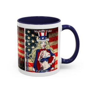 Samantha Undead Angel Zombie Patriot – Classic Art V2 w/Text Accent Coffee Mug (11, 15oz)