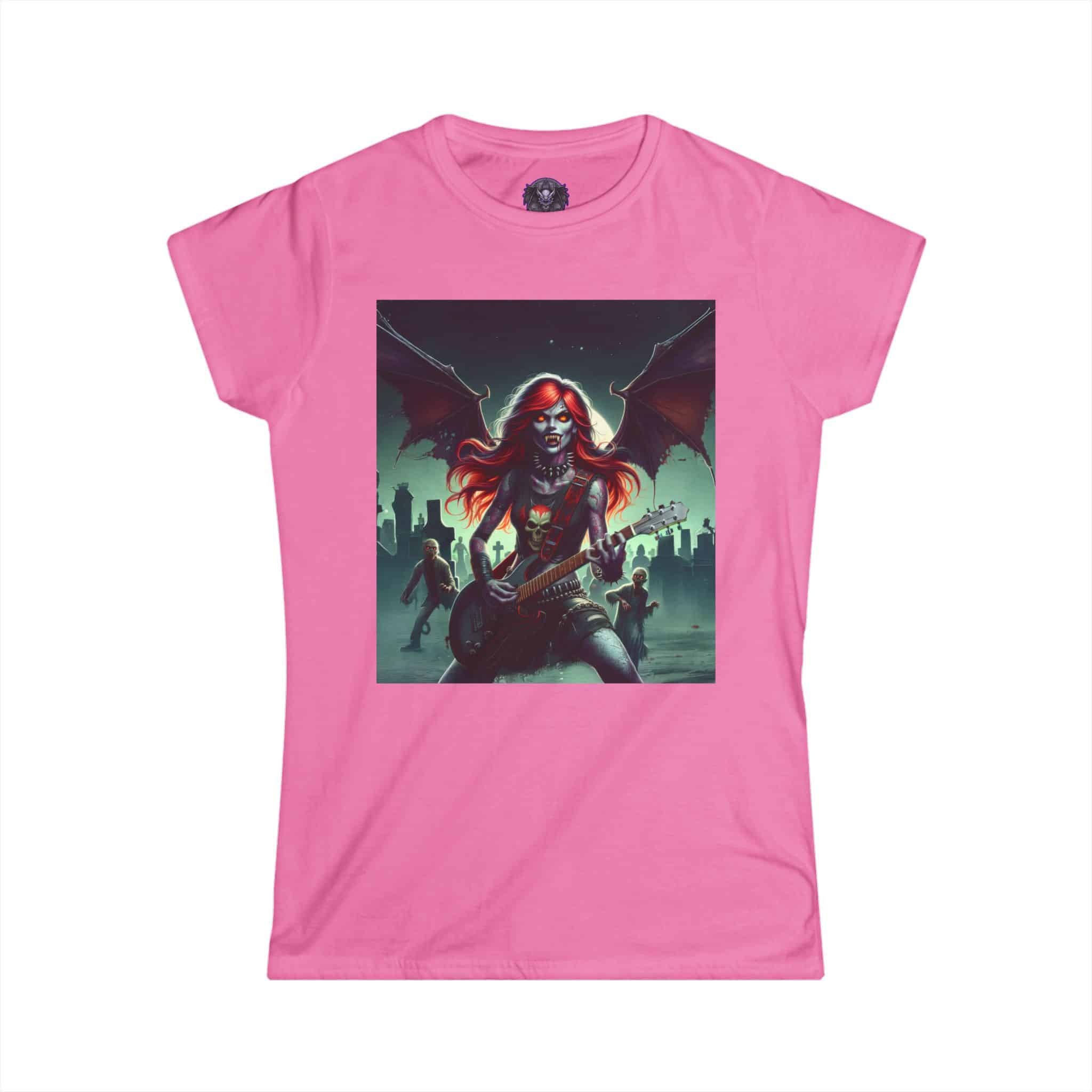 Monster Mosh Undead Angels Guitarist MM-D-UA-C01 Women's Softstyle Tee - Image 15