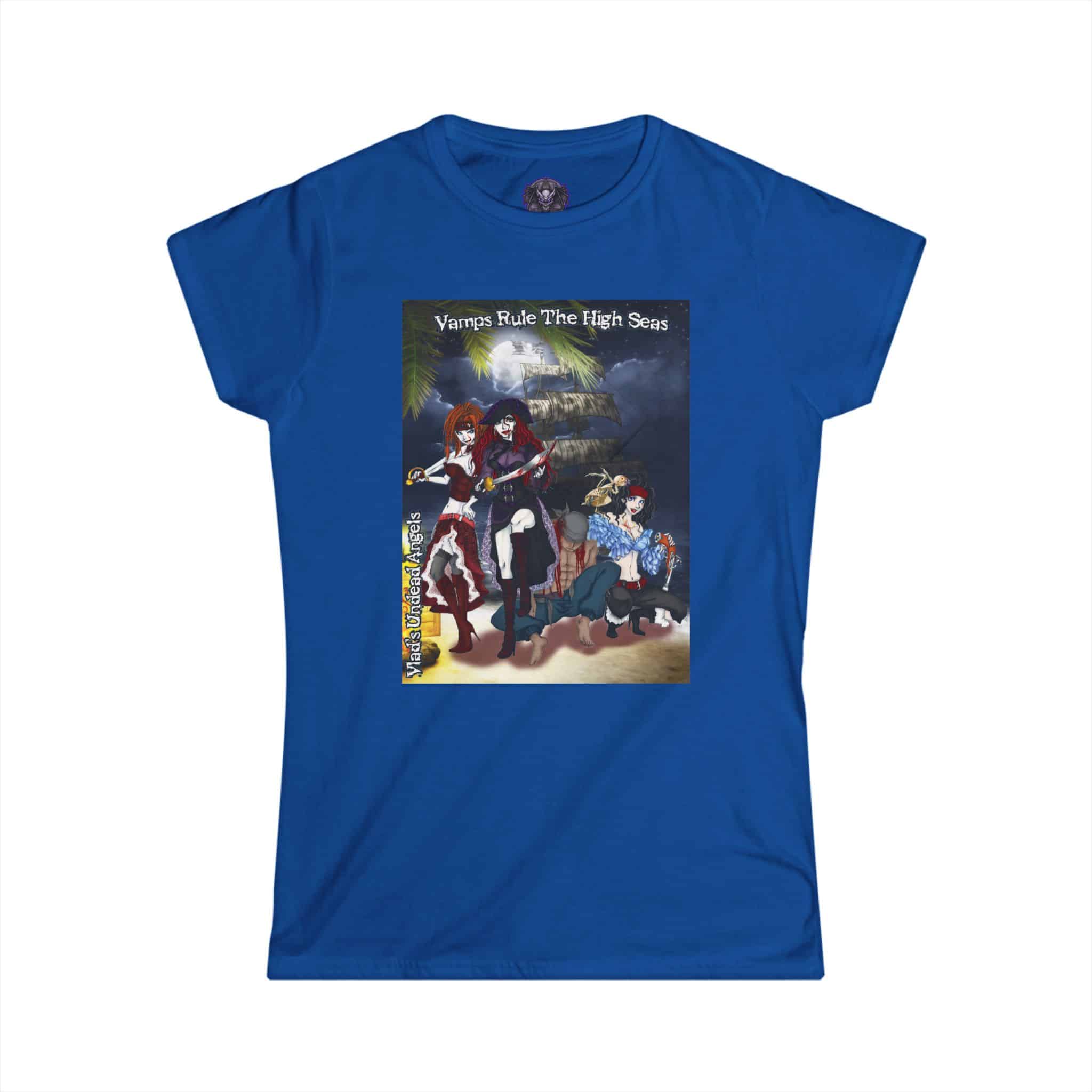 Undead Angel Vampire Pirate Trio - Classic Art w/Text Re-Issue Women's Softstyle Tee - Image 3