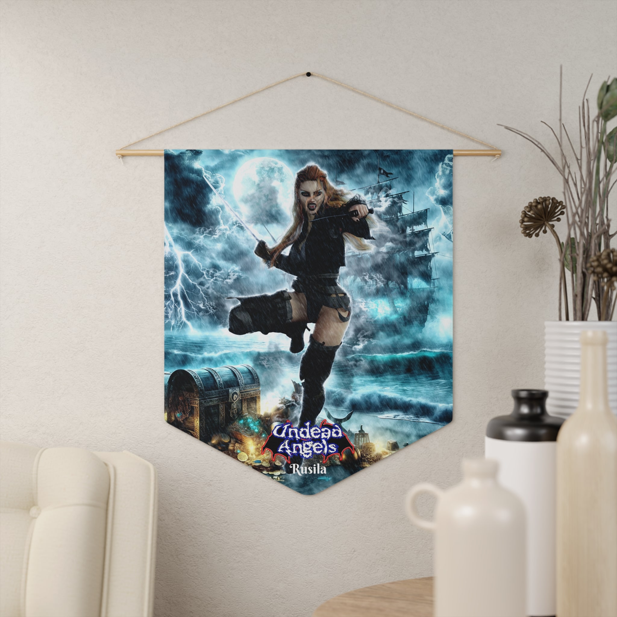 Rusila Undead Angel Vampire Pirate RUS-DZ001 Art Pennant - Image 3