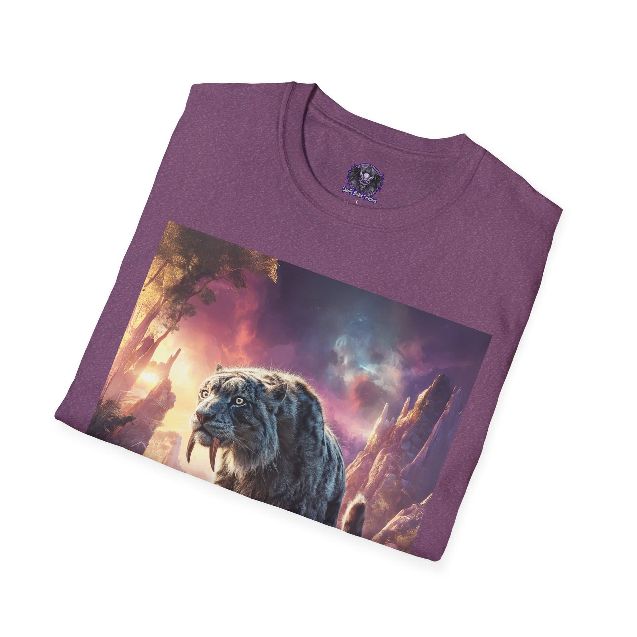 Prehistoric Smilodon aka Sabre-Tooth Tiger II Unisex T-Shirt, Graphic Tee, Unique Gift, Casual Wear - Image 48