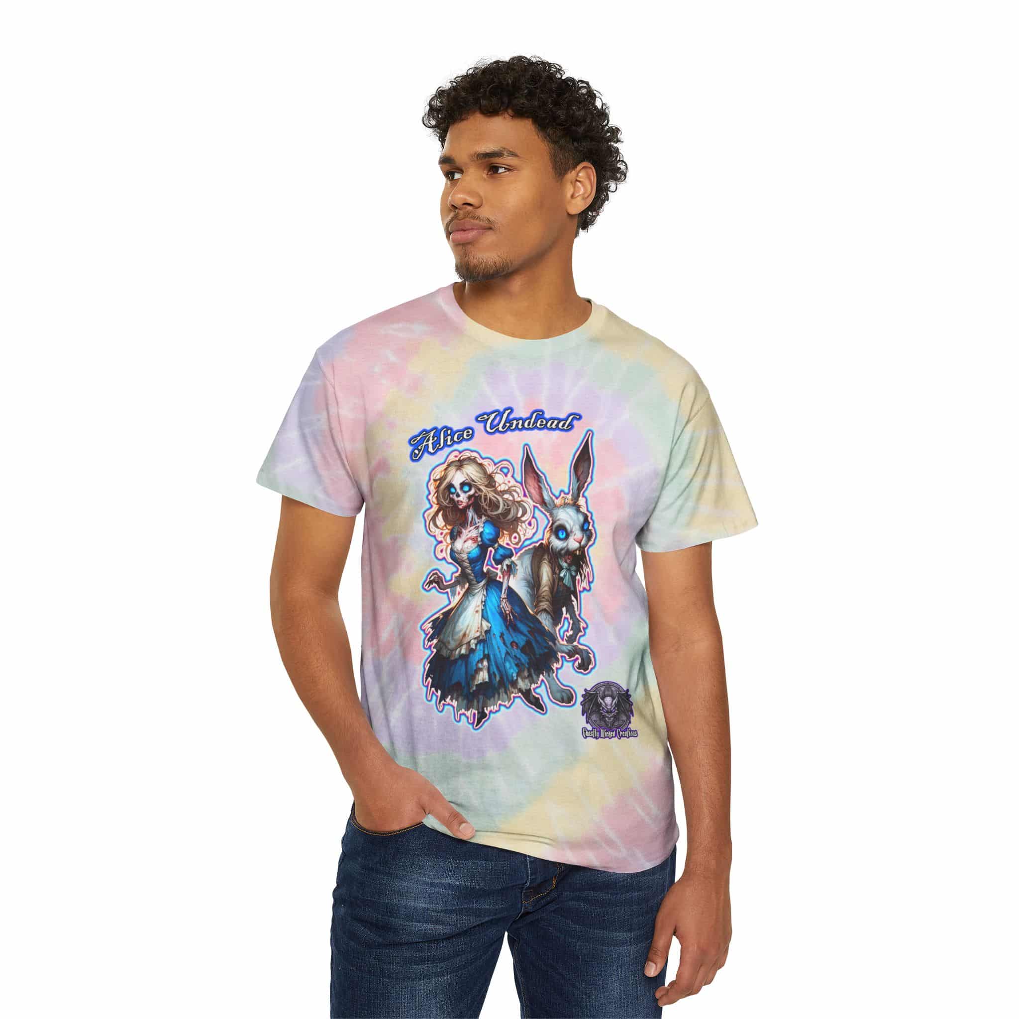 Undead Alice & White Rabbit Zombie WT-D-A01 Tie-Dye Tee, Spiral - Image 7