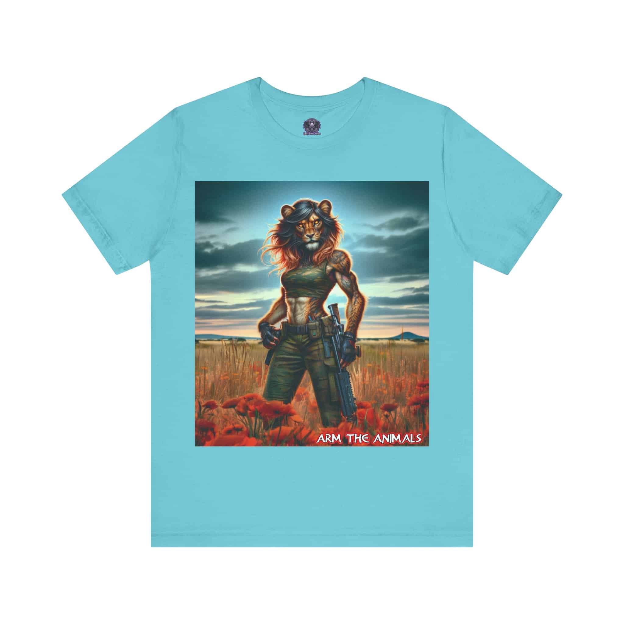 Arm The Animals: Hunter Lioness #AA-D-Lis001 Unisex Jersey Short Sleeve Tee - Image 53