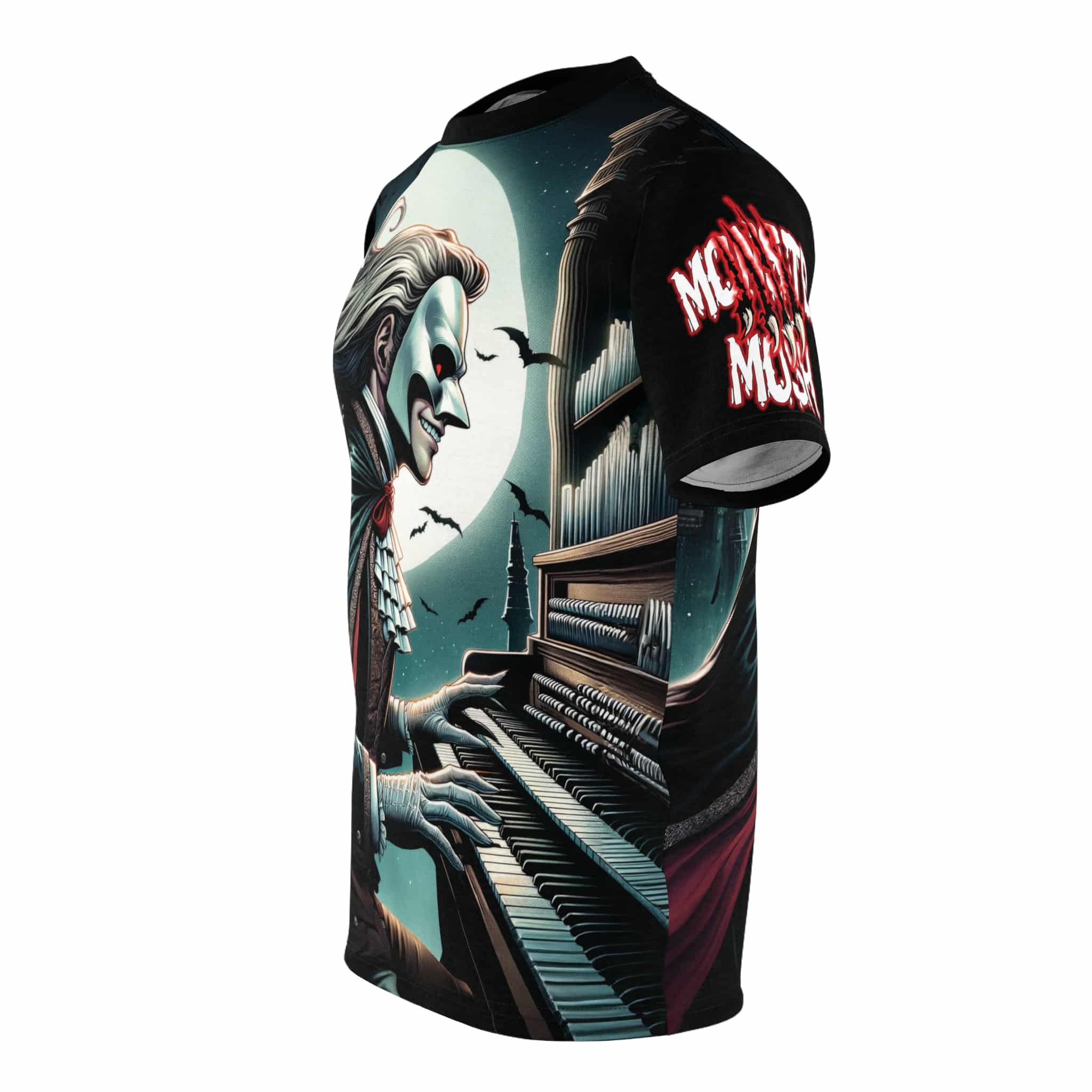 Monster Mosh 2024 Tour Phantom On Organ MM-D007 Unisex Cut & Sew Tee (AOP) - Black or Grey Sleeves - Image 7