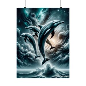 Dolphins Jumping WD-D007 By Wyldesigns Matte Vertical Posters