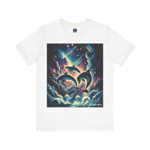 Cosmic Dolphins WD-D008 By Wyldesigns Unisex Jersey Short Sleeve Tee
