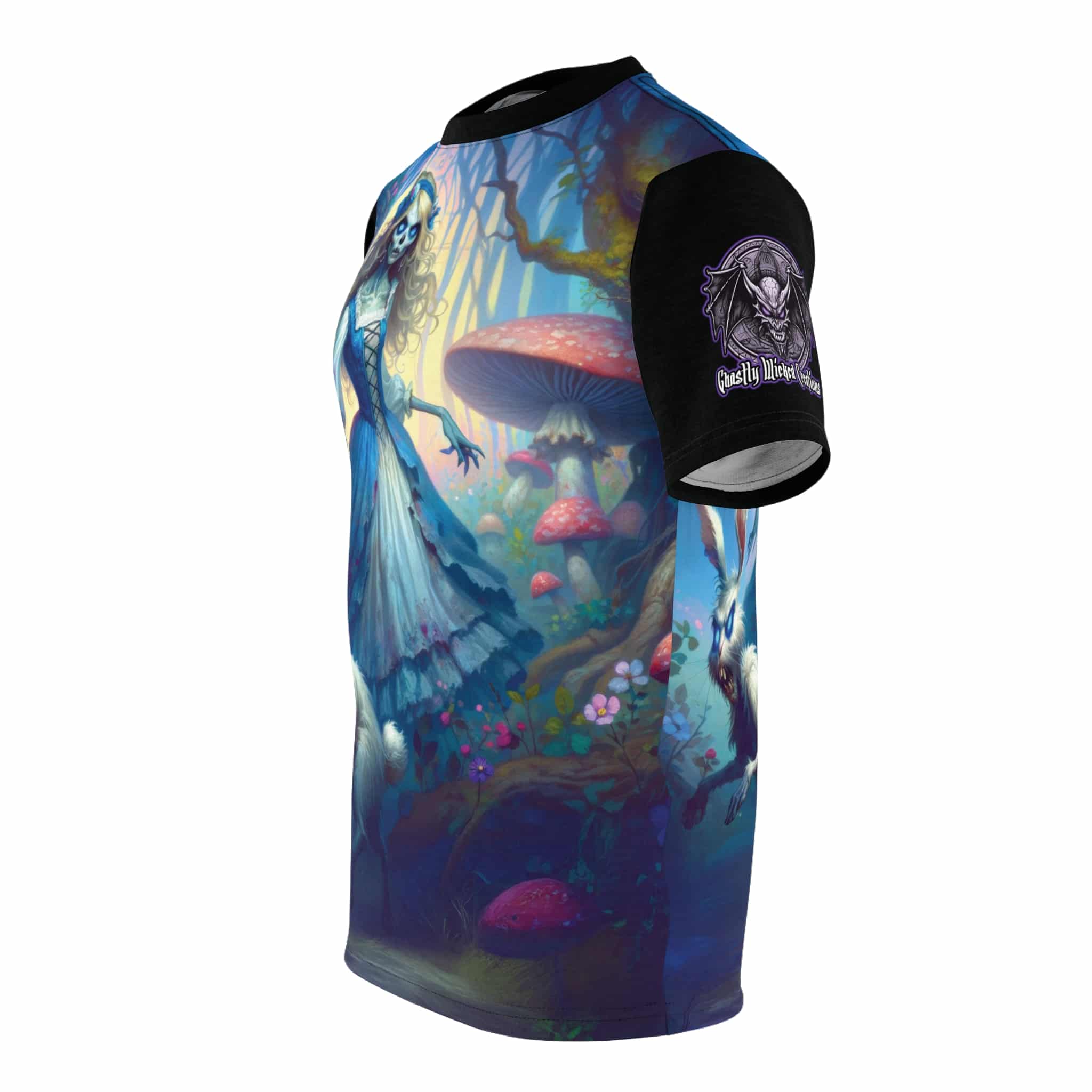 Undead Alice & White Rabbit Zombie #WT-D-A04 Unisex Cut & Sew Tee (AOP) - Image 3