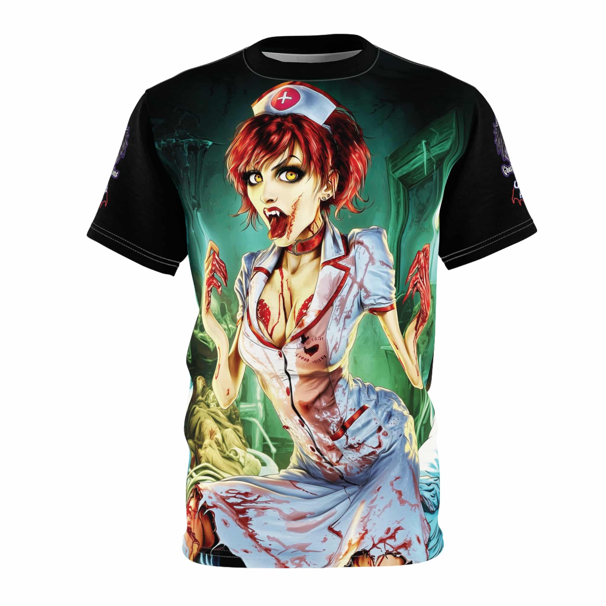 Undead Angels Zombie Nurse Abigail Reborn Style II-BZ Unisex Cut & Sew Tee (AOP) - Image 21