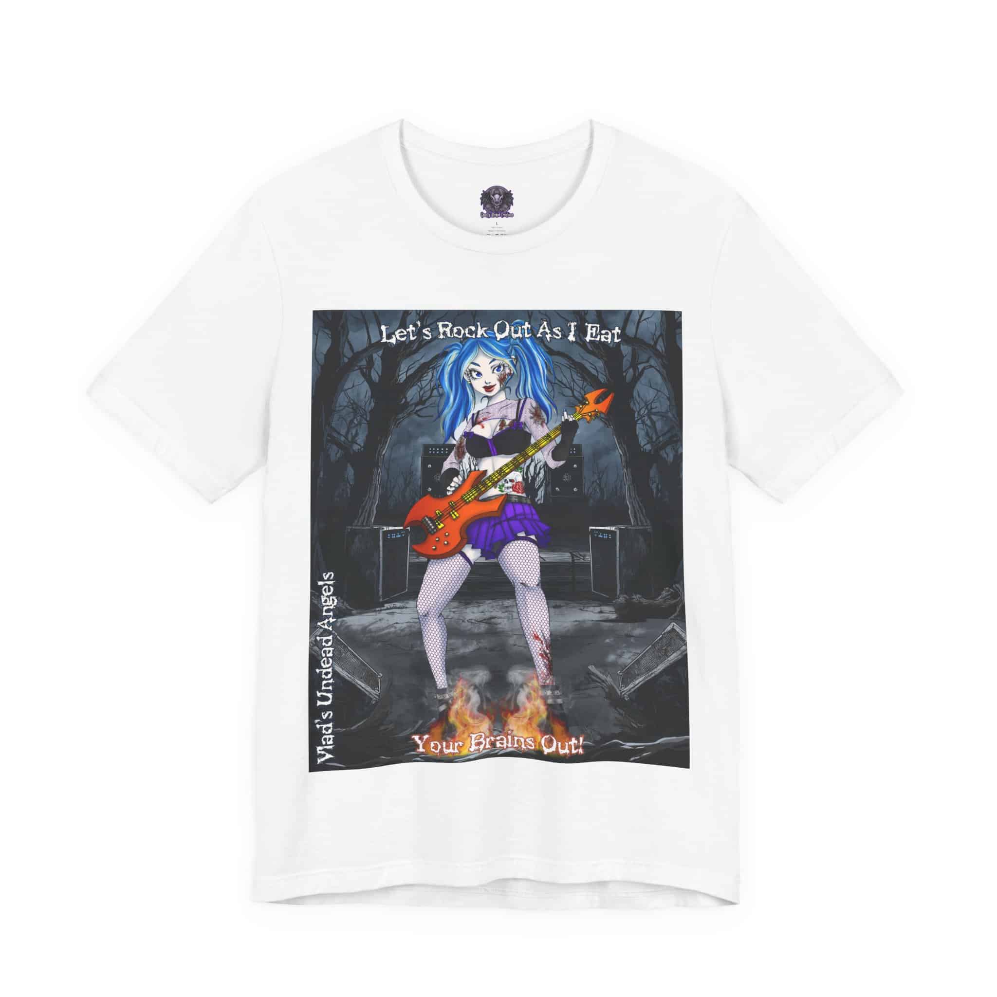 Ashley Undead Angel Bass Guitarist F1 - Classic Art w/Text Re-Issue Unisex Jersey Short Sleeve Tee - Image 3