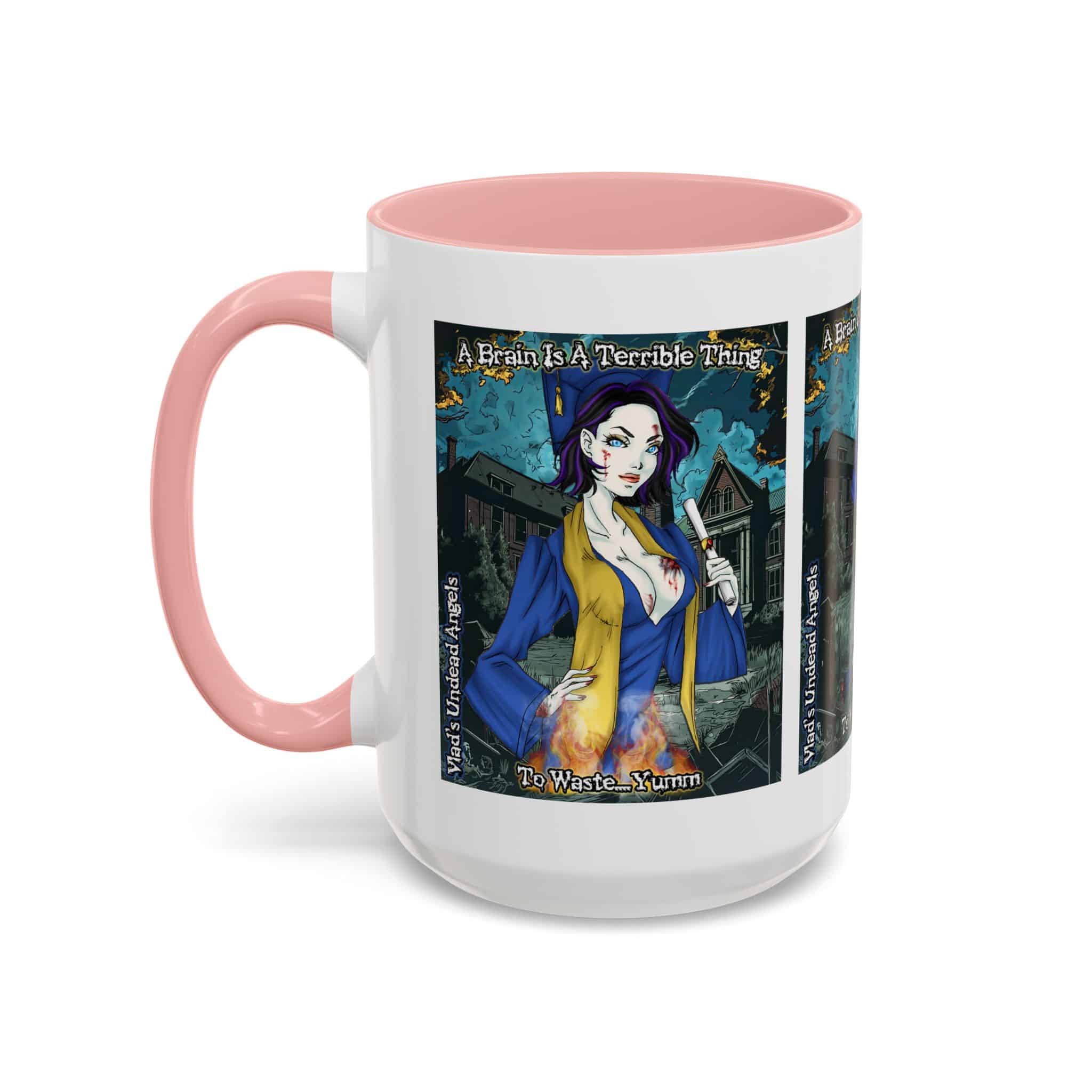Tiffany Undead Angel Zombie Graduate – Classic Art V2 w/Text Accent Coffee Mug (11, 15oz) - Image 31