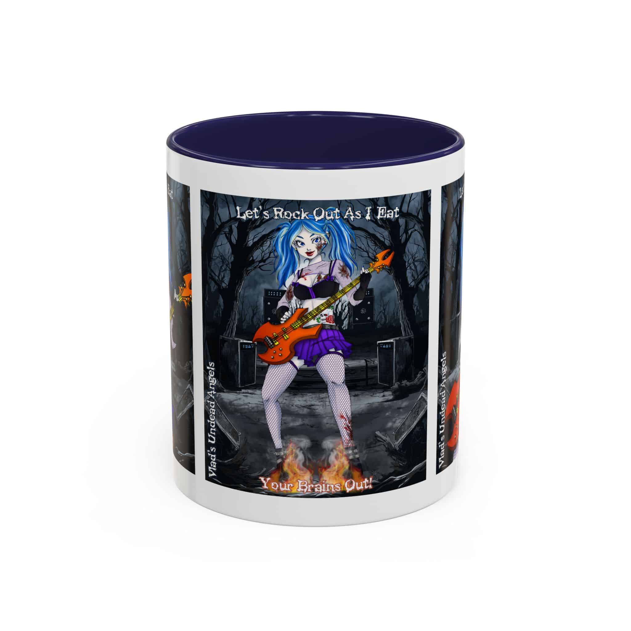 Ashley Undead Angel Zombie Bass Guitarist – Classic Art V2 w/Text Accent Coffee Mug (11, 15oz) - Image 2